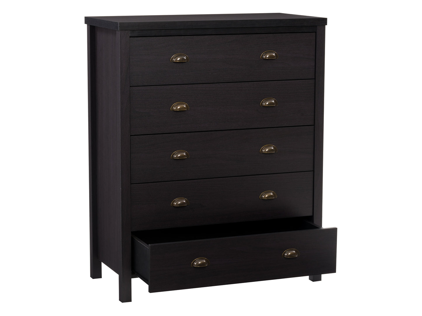 Black 5-Drawer Dresser with Interlocking Drawers