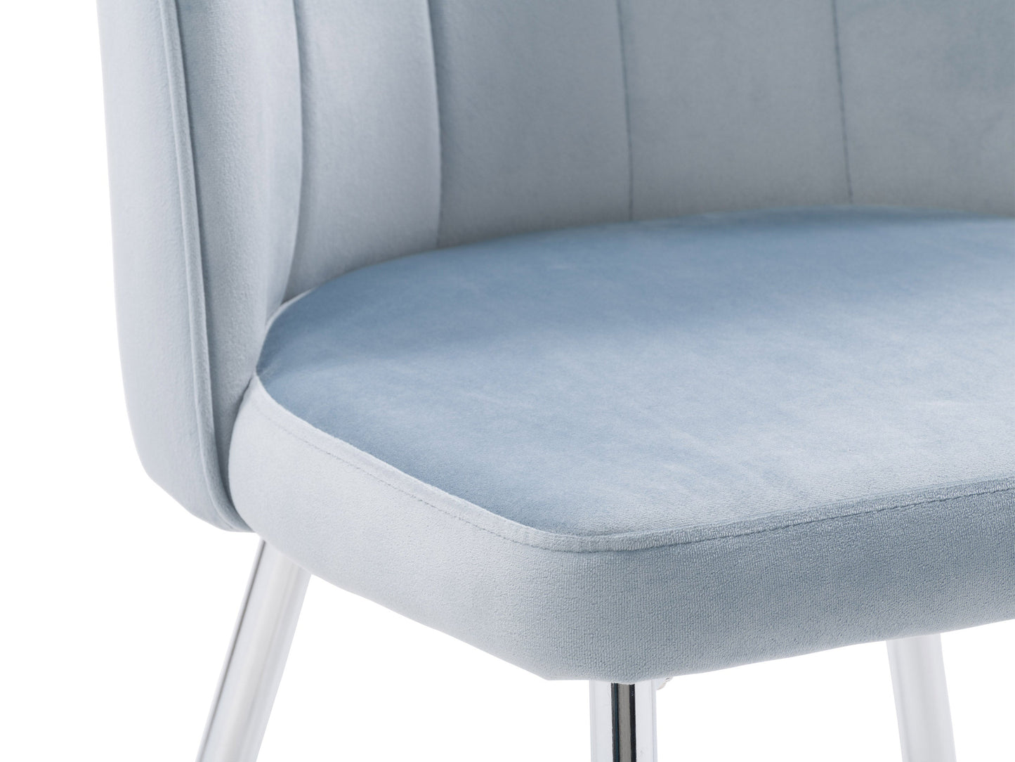 Blue velvet dining room chairs, set of 2, with tufted backs, wooden legs, and a sleek modern design. Ideal for contemporary dining spaces, offering comfort and style with a luxurious texture.