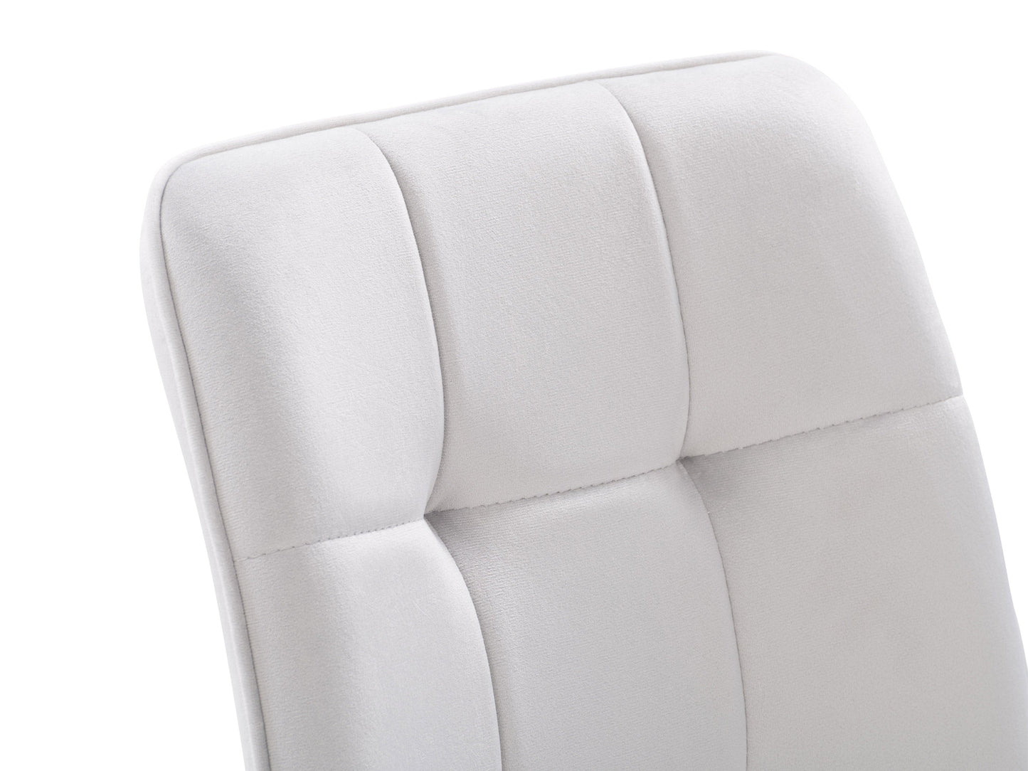 Light grey velvet upholstered dining chairs, set of 2, with tufted backs, wooden legs, and elegant design perfect for modern dining rooms.