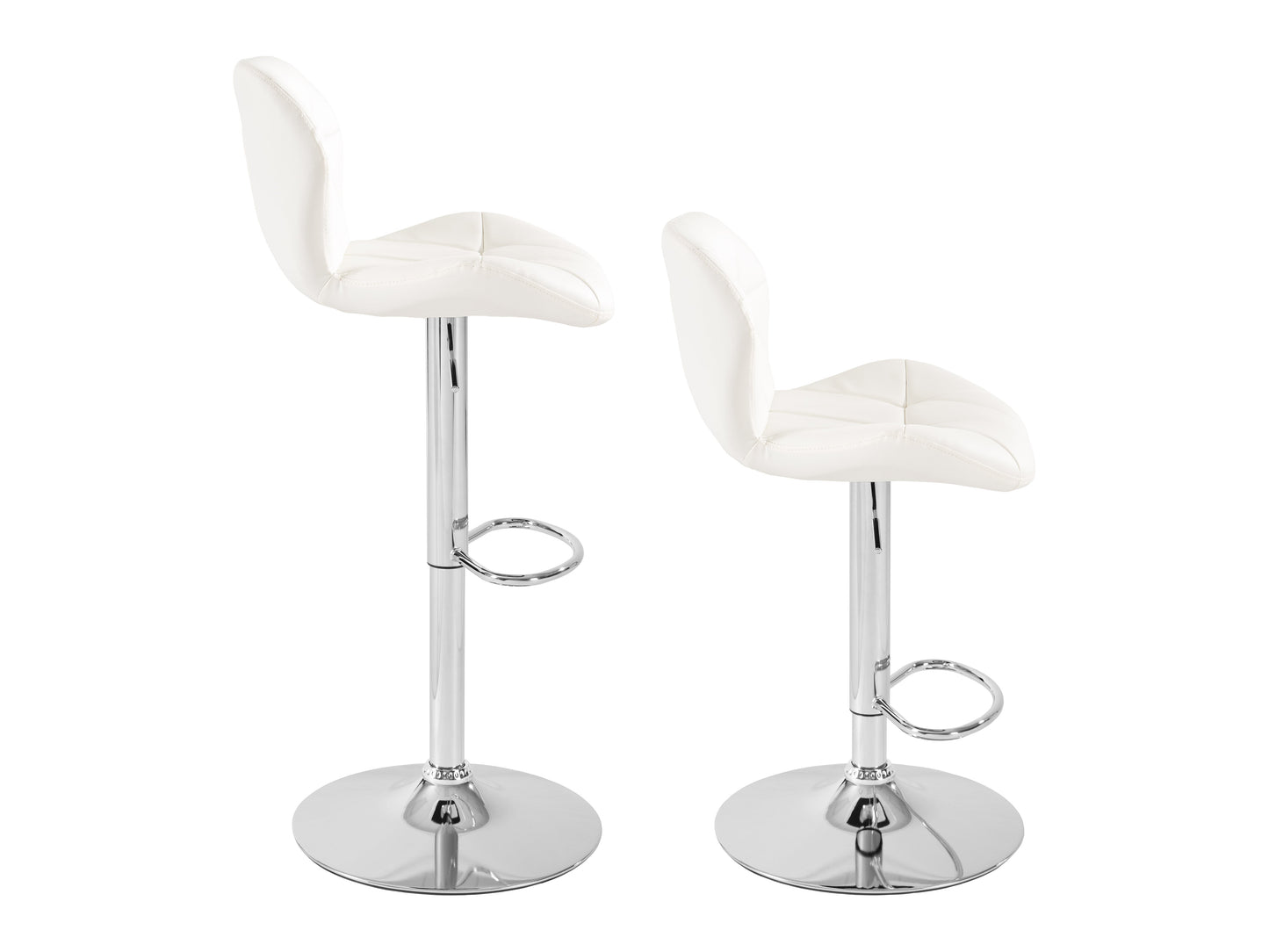 Geo-Tufted White Vegan Leather Stools