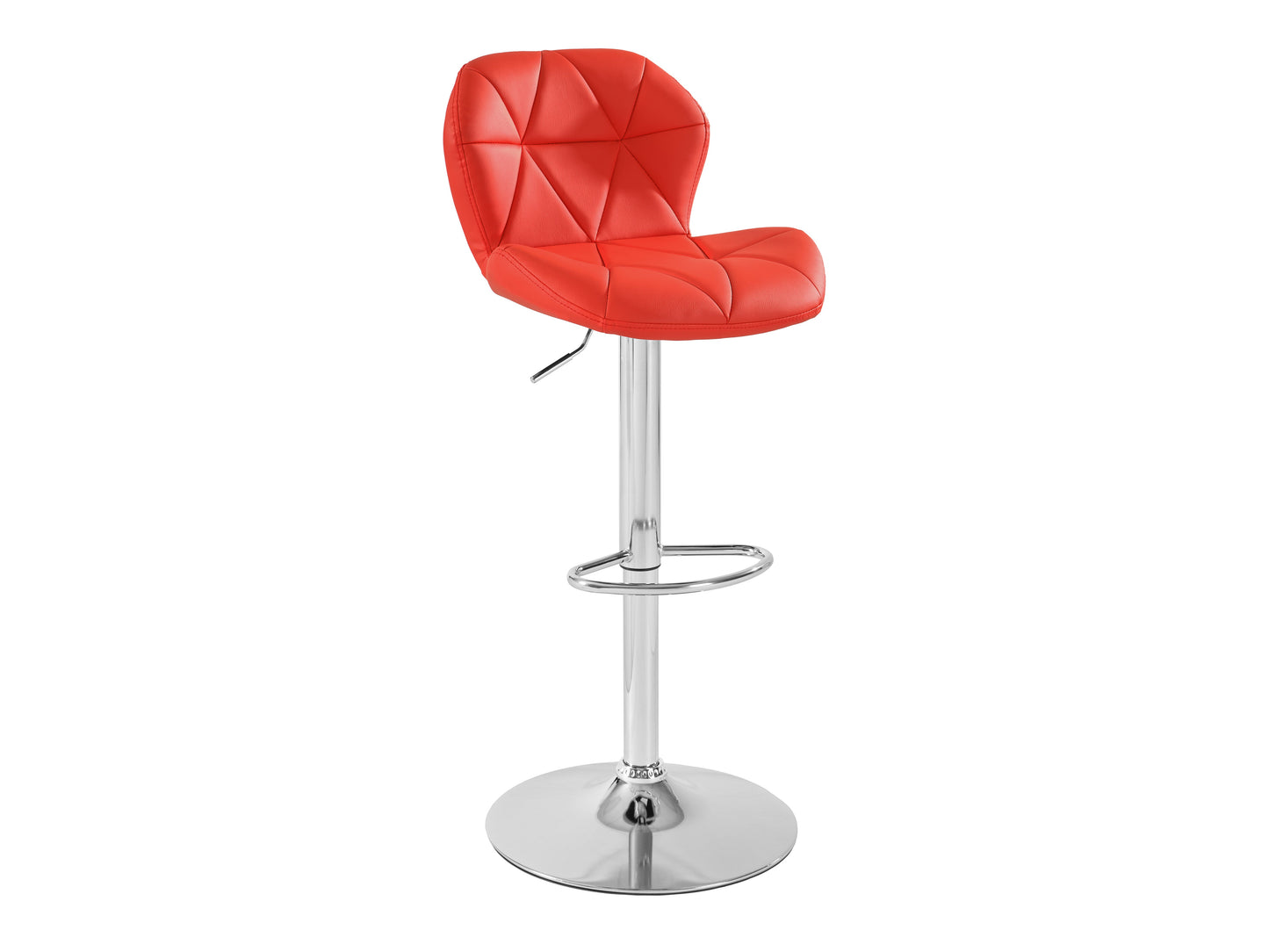 Geo-Tufted Red Vegan Leather Stools