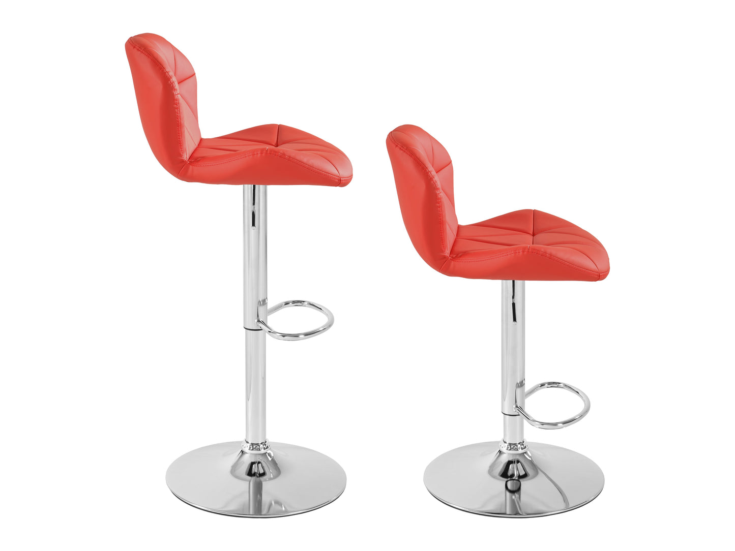 Geo-Tufted Red Vegan Leather Stools