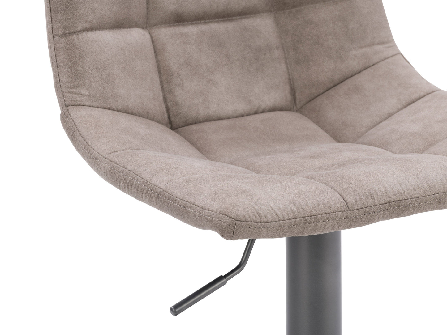 Light grey swivel bar stools, set of 2, featuring cushioned seats, sleek metal frames, and footrests; perfect for modern kitchen islands or home bars.