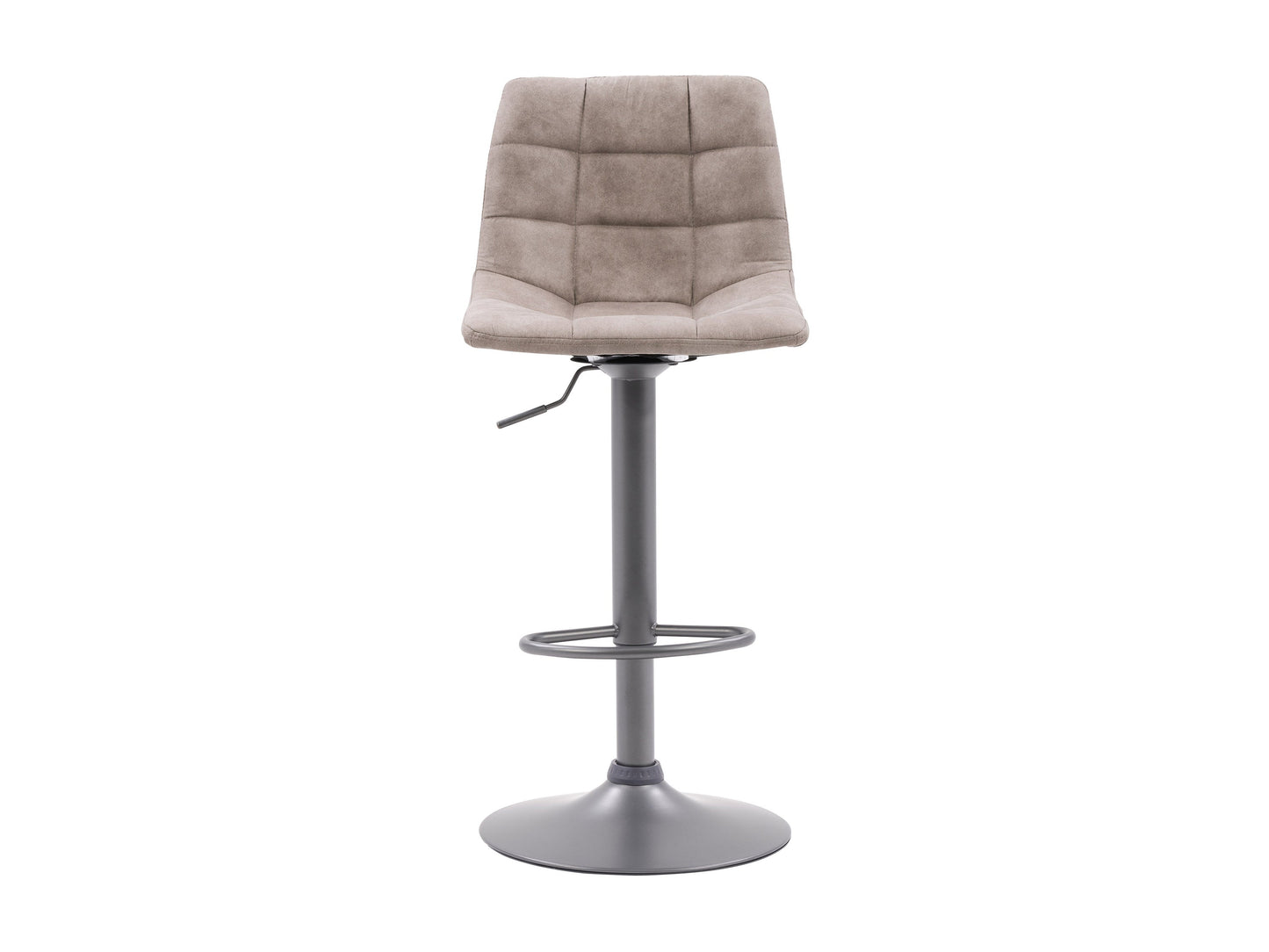 Light grey swivel bar stools, set of 2, featuring cushioned seats, sleek metal frames, and footrests; perfect for modern kitchen islands or home bars.