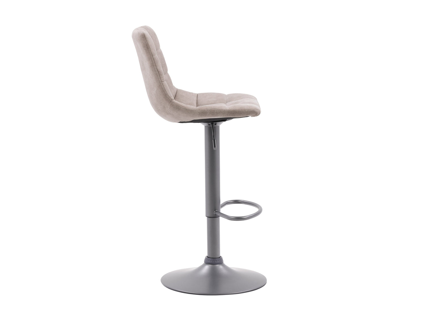Light grey swivel bar stools, set of 2, featuring cushioned seats, sleek metal frames, and footrests; perfect for modern kitchen islands or home bars.