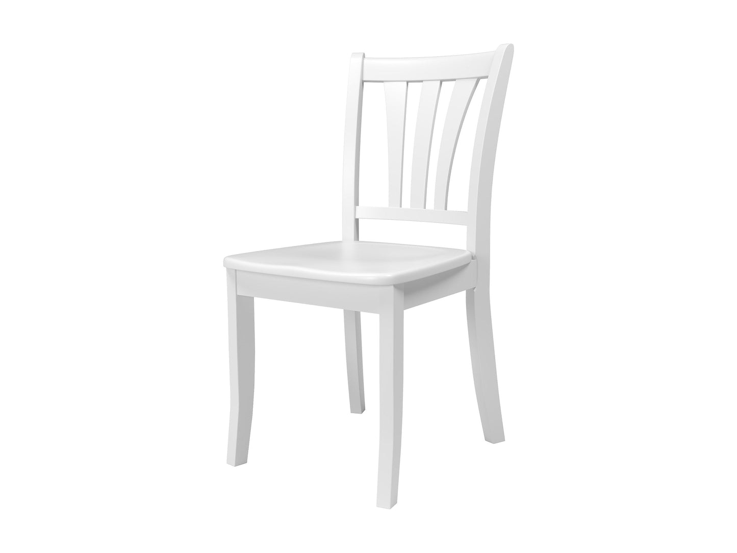 White solid wood dining chairs set of 2 with curved backrests and sturdy legs, featuring a smooth finish and classic design, perfect for modern dining rooms or kitchens.