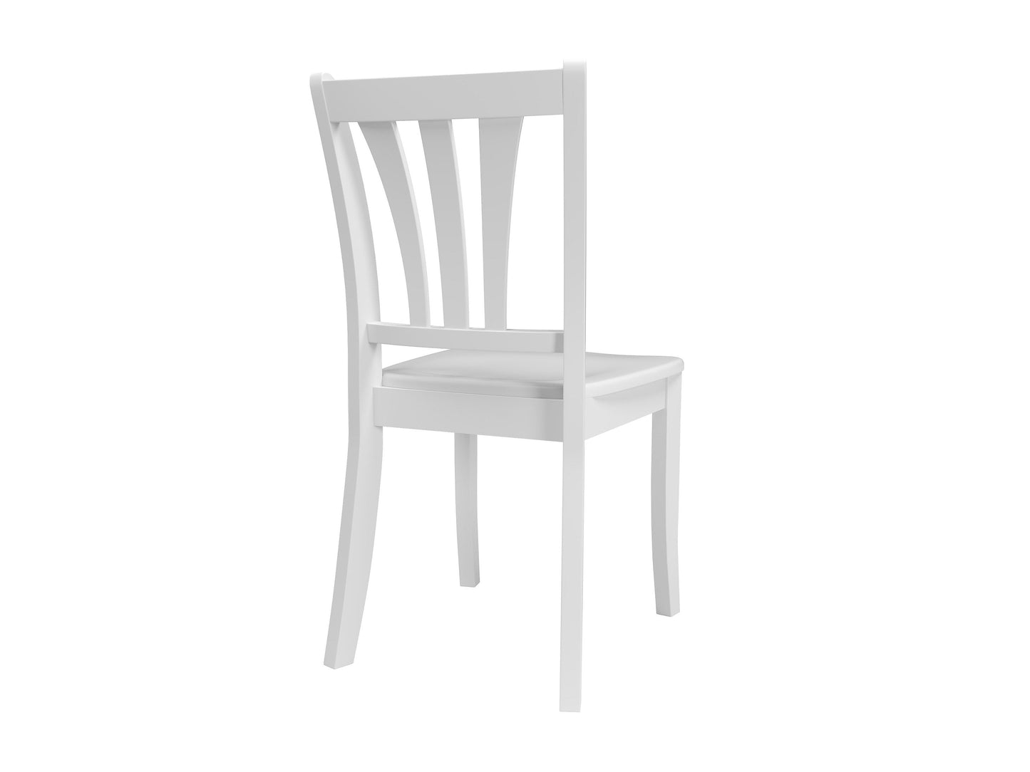 White solid wood dining chairs set of 2 with curved backrests and sturdy legs, featuring a smooth finish and classic design, perfect for modern dining rooms or kitchens.