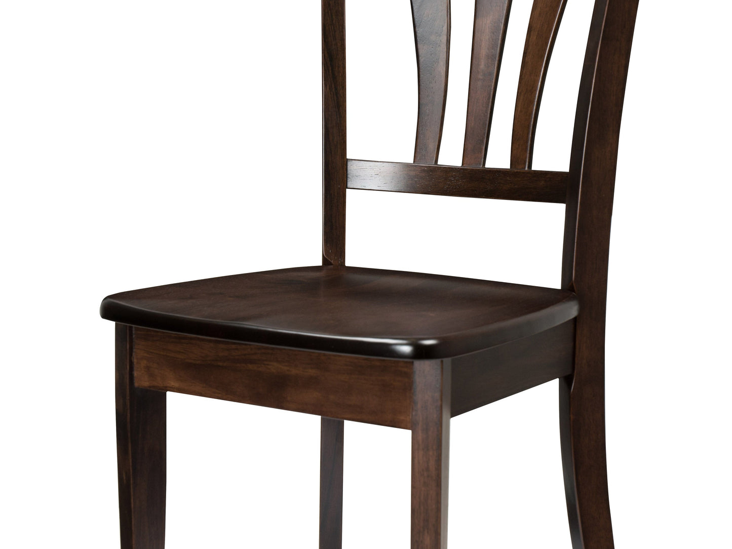 Solid wood dining chairs set of 2 in espresso finish, featuring curved backrests, cushioned seats in beige fabric, and sturdy legs with a sleek, modern design perfect for contemporary dining rooms.