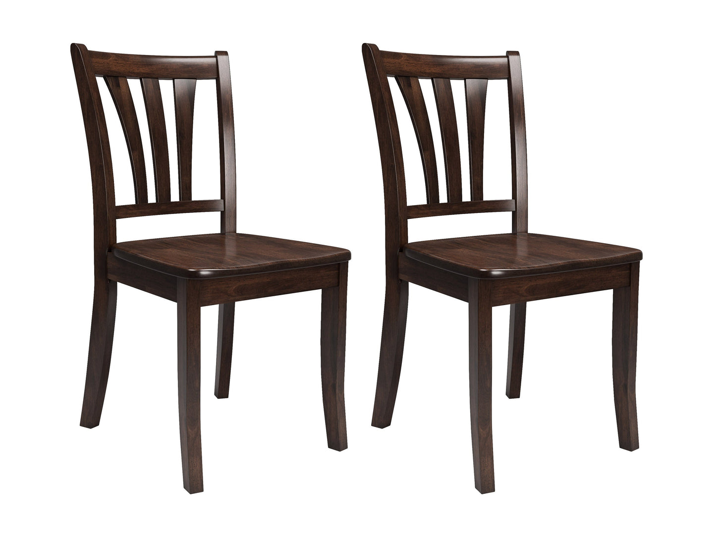 Solid wood dining chairs set of 2 in espresso finish, featuring curved backrests, cushioned seats in beige fabric, and sturdy legs with a sleek, modern design perfect for contemporary dining rooms.
