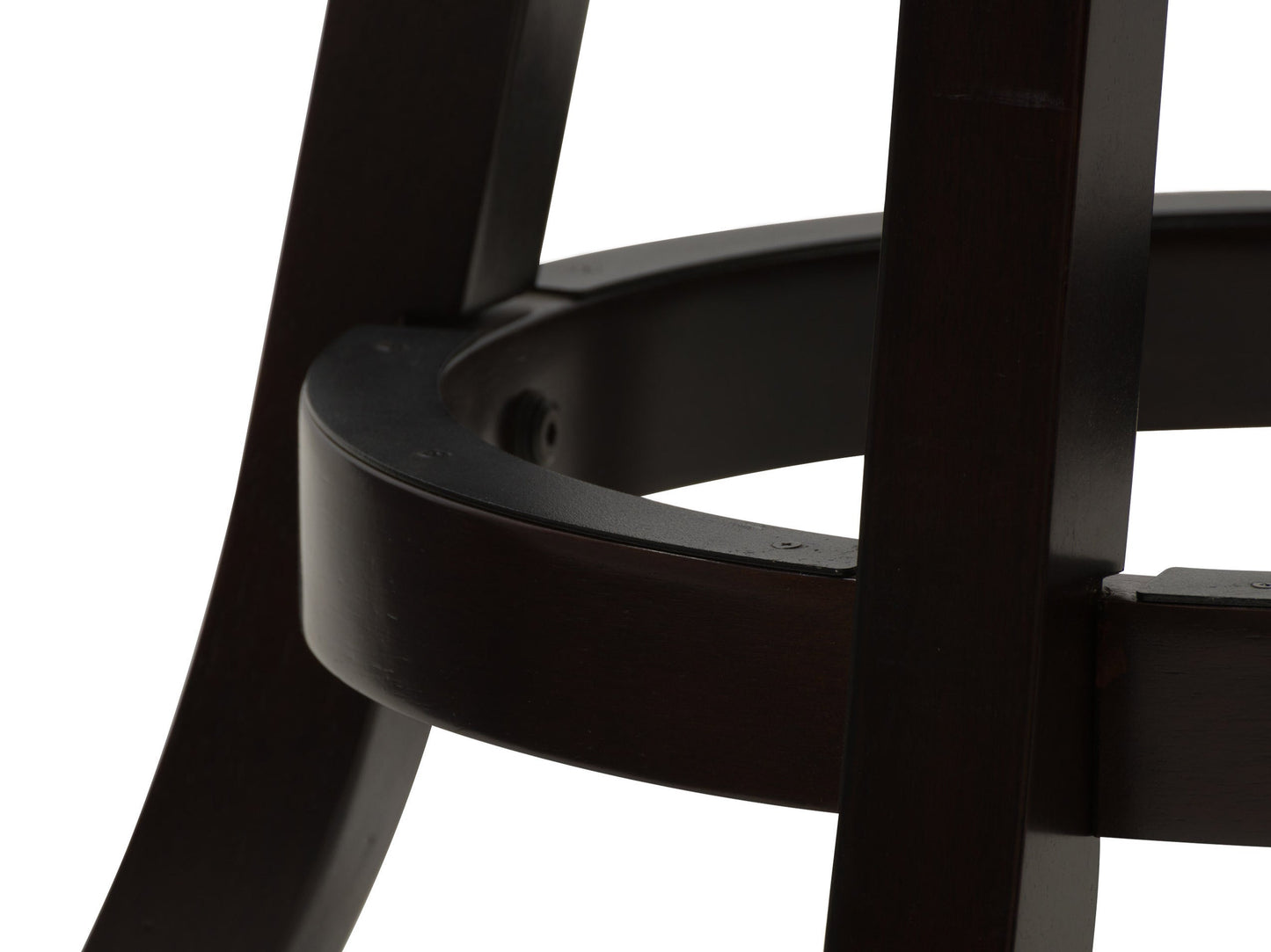 Set of 2 black bar height bar stools with sleek metal frames, cushioned seats, and footrests. Modern design with durable materials ideal for kitchen islands or home bars.