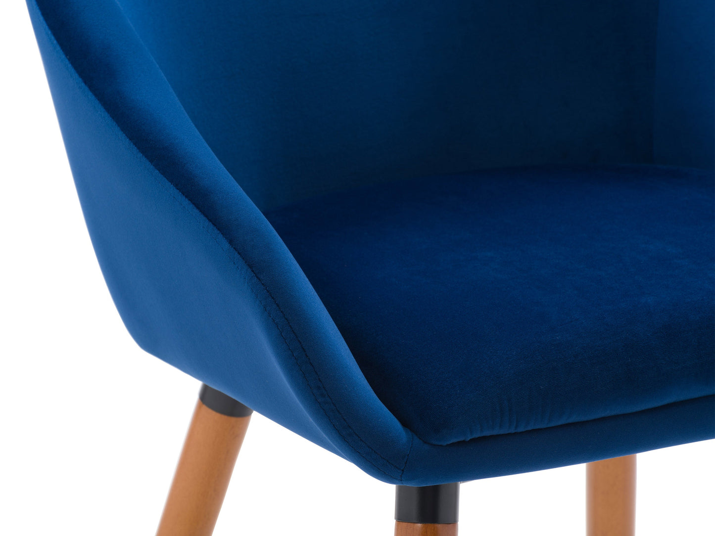 Navy blue velvet dining chairs set of 2 with gold metal legs, quilted backrest, and cushioned seat for elegant dining room decor.