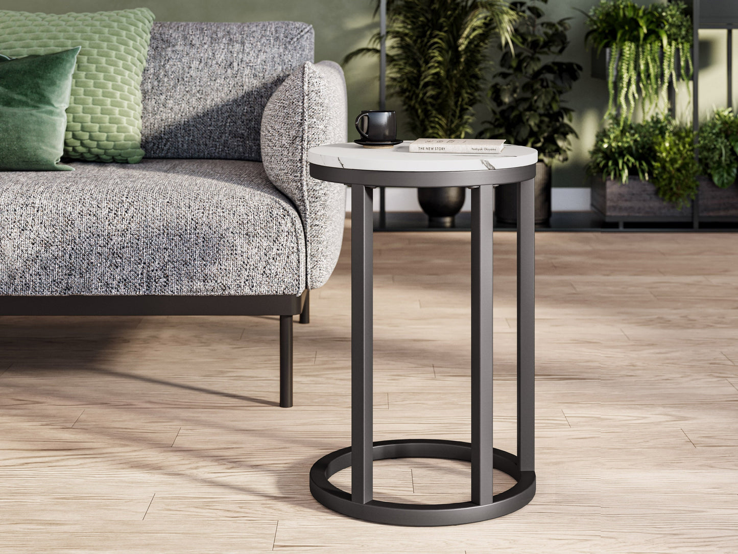 White marble round side table with gold metal legs, featuring a sleek, modern design perfect for living rooms or bedrooms. Ideal for stylish home decor and functional storage.