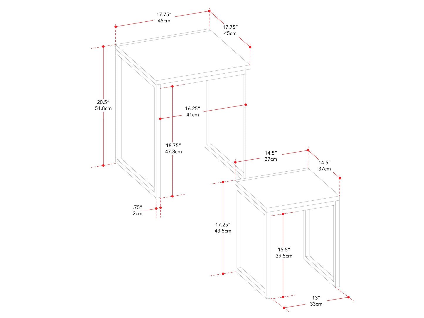 Grey wood square nesting side tables with sleek metal legs, modern minimalist design, and space-saving functionality. Perfect for contemporary living rooms or bedrooms, offering versatile use and stylish storage solutions.