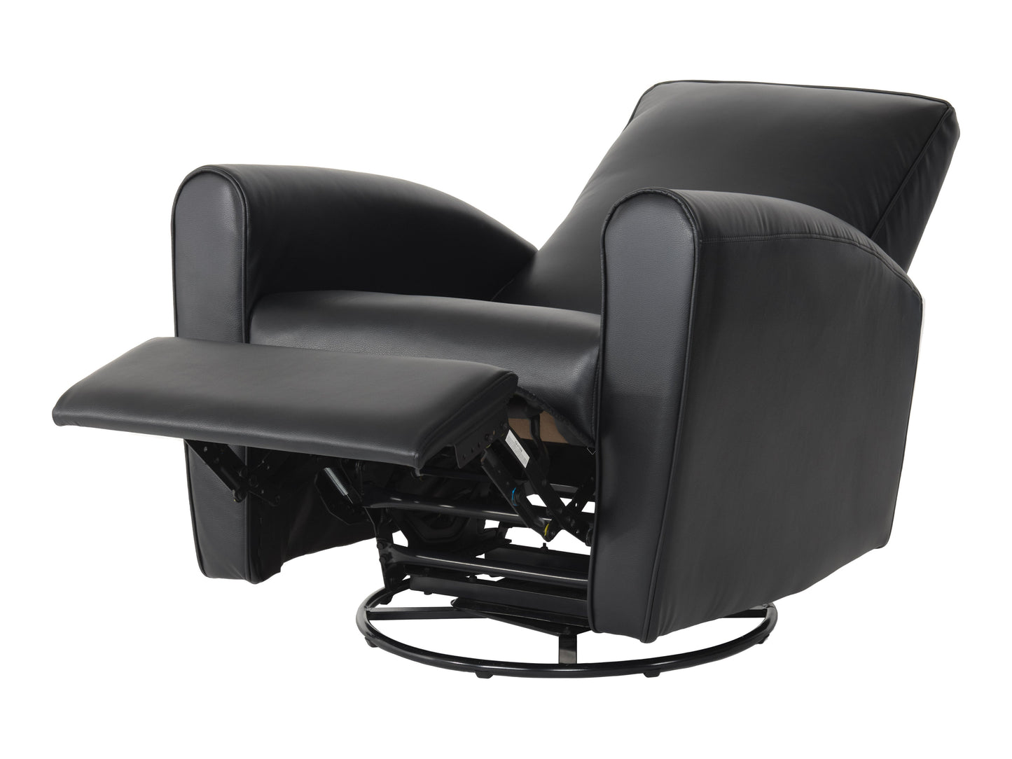Marin Swivel Glider Recliner, Black Faux Leather