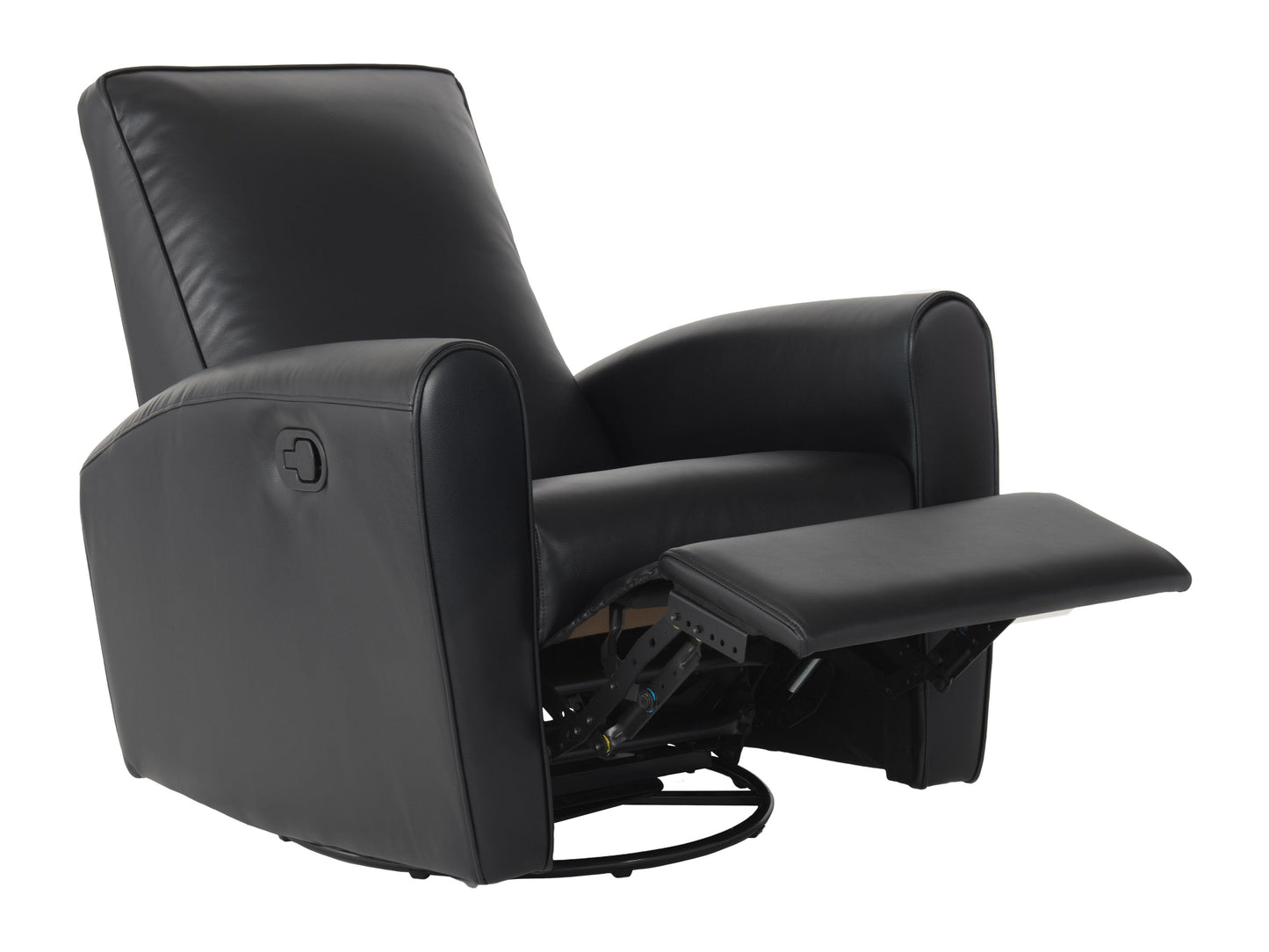 Marin Swivel Glider Recliner, Black Faux Leather