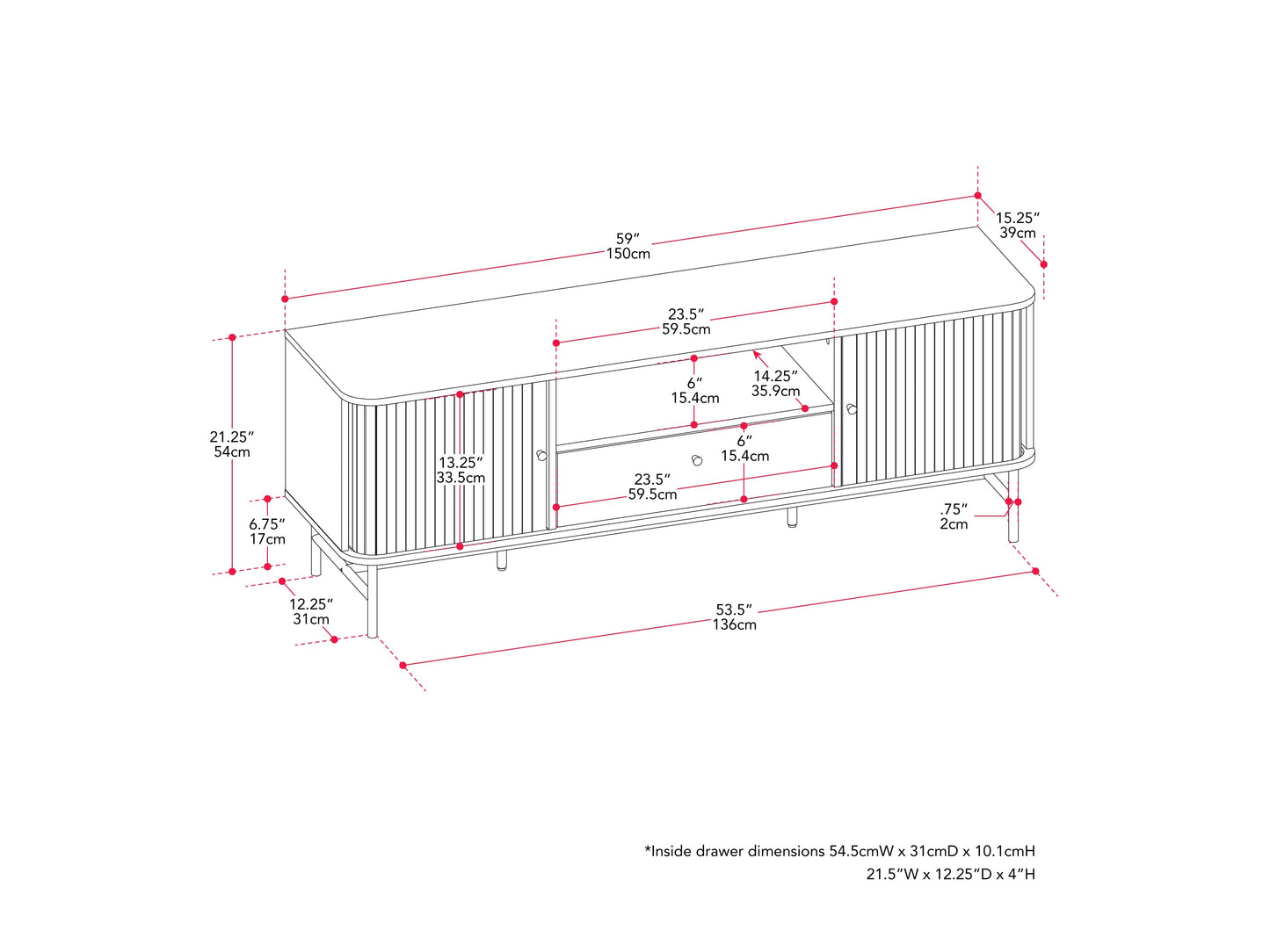 Curved TV Stand / Media Console for up to 75" TVs
