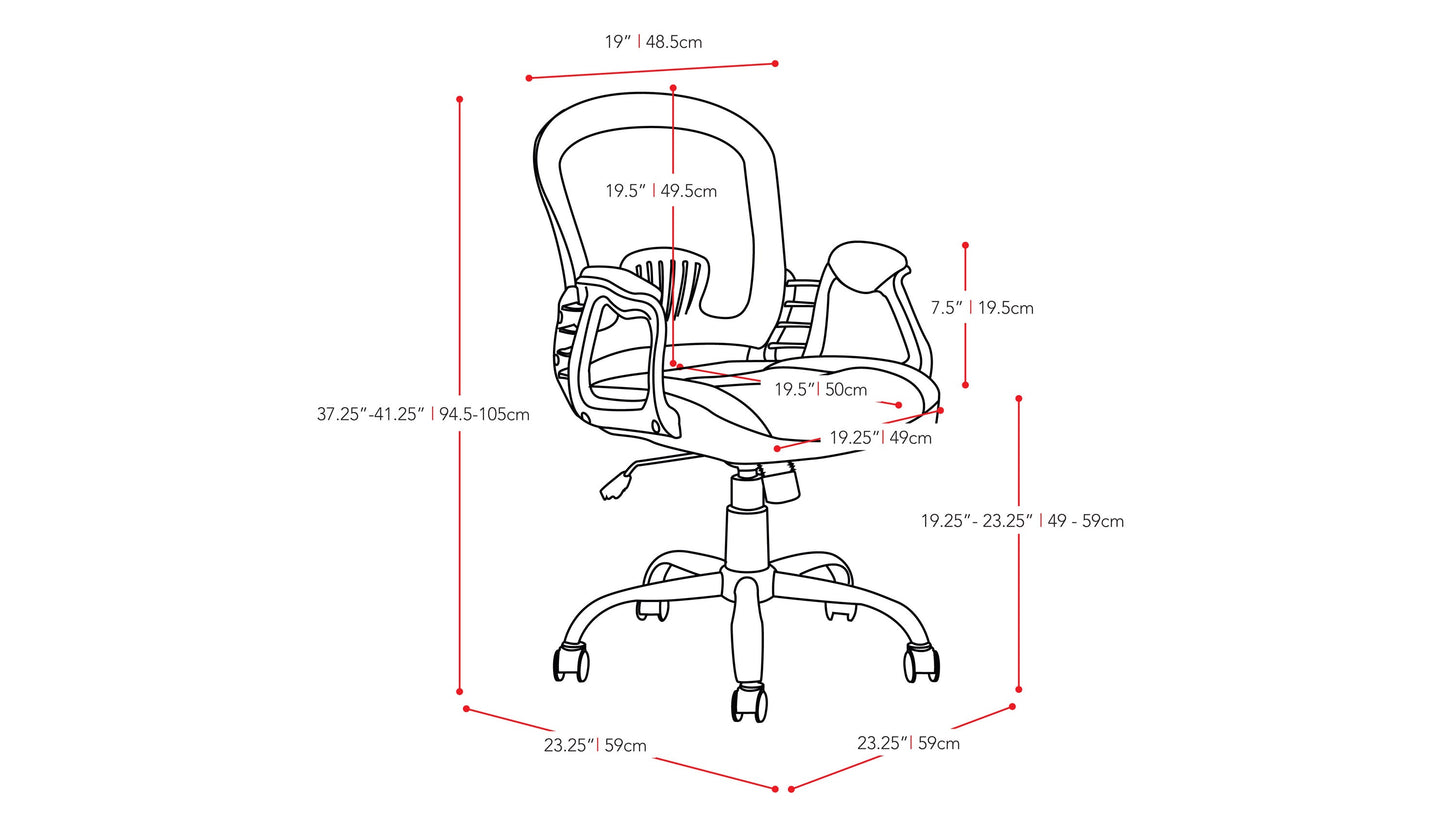 Ergonomic grey swivel office chair with cushioned seat, adjustable height, mesh backrest, and sturdy armrests, perfect for home or office use.