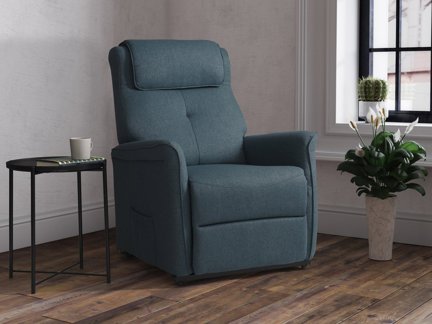 Blue Power Lift Recliner with Remote