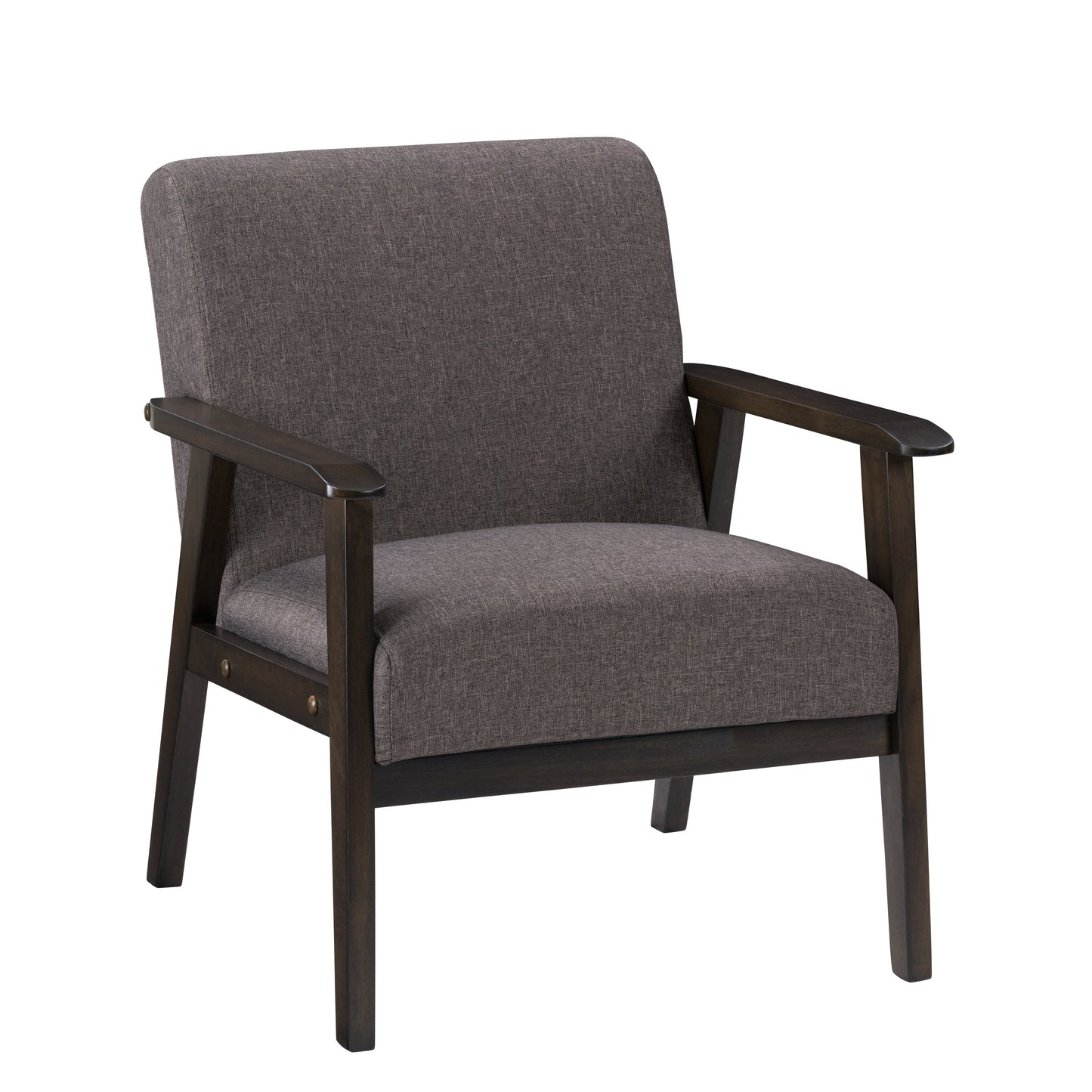 Vintage Brown Upholstered Mid-Century Modern Accent Chair