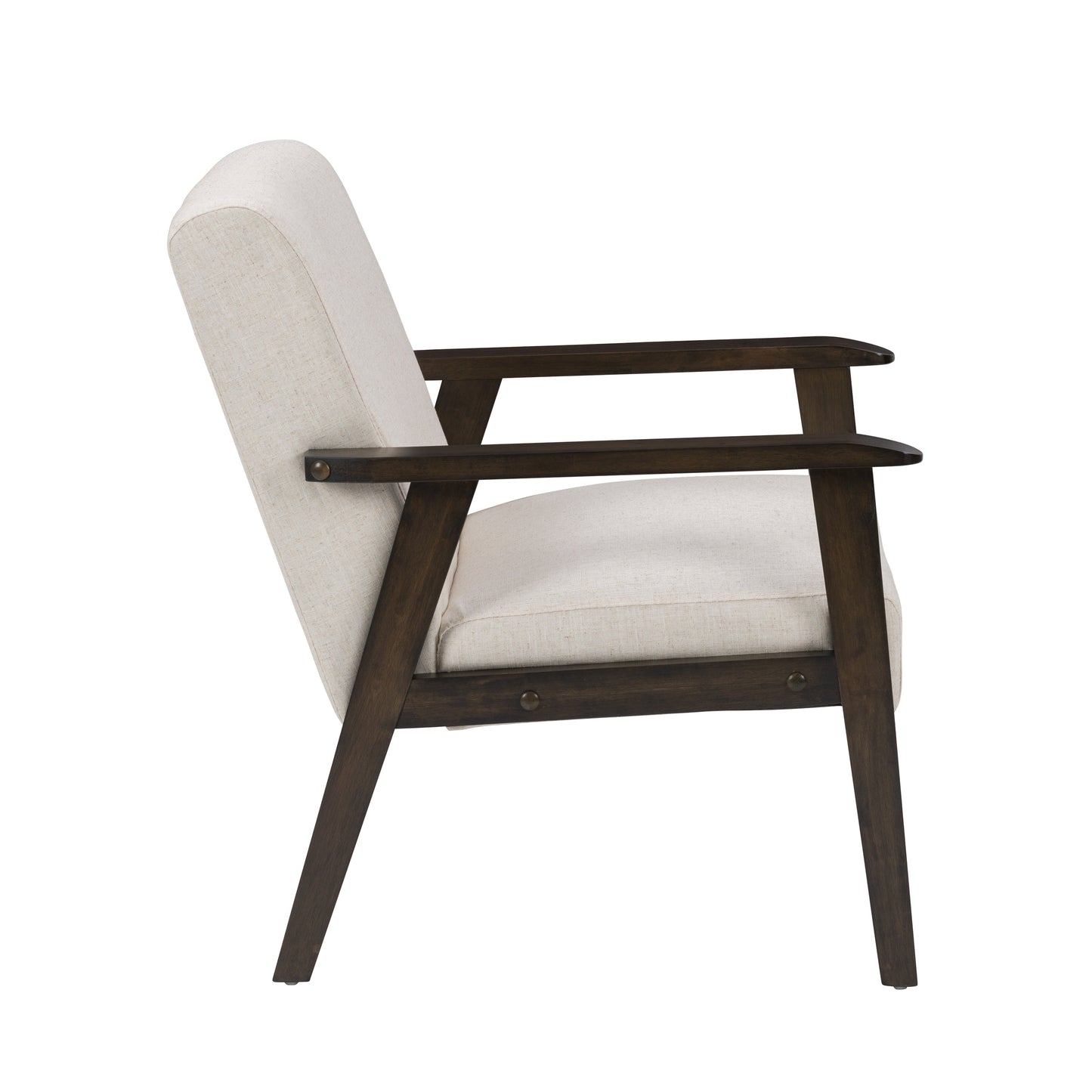 Natural Linen Upholstered Mid-Century Modern Accent Chair