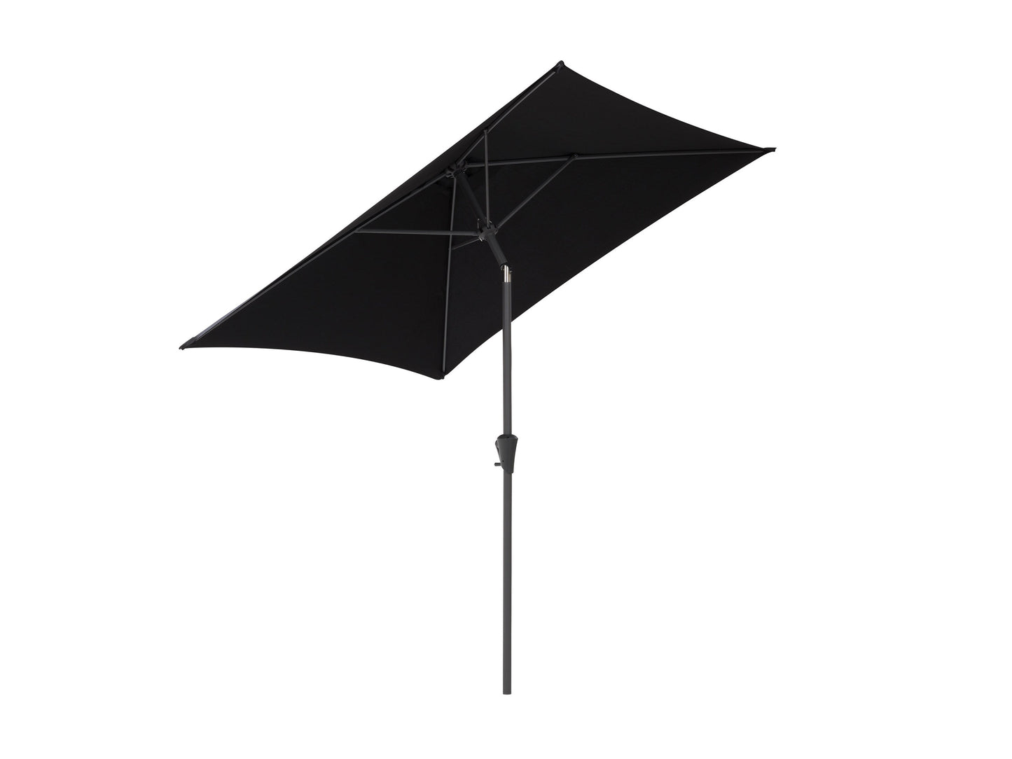 Black 9ft square patio umbrella with tilting feature, sturdy aluminum pole, and weather-resistant fabric, perfect for outdoor shade on patios and gardens.