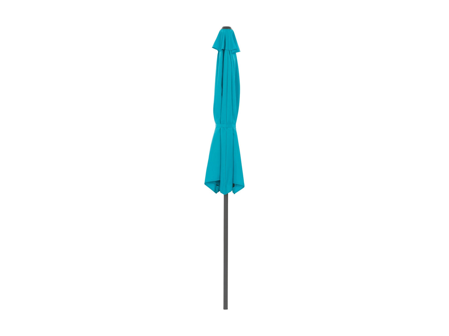 Turquoise 8.5ft half umbrella with durable fabric canopy, adjustable tilt mechanism, and sturdy metal frame, perfect for small patios or balconies, providing ample shade and UV protection.