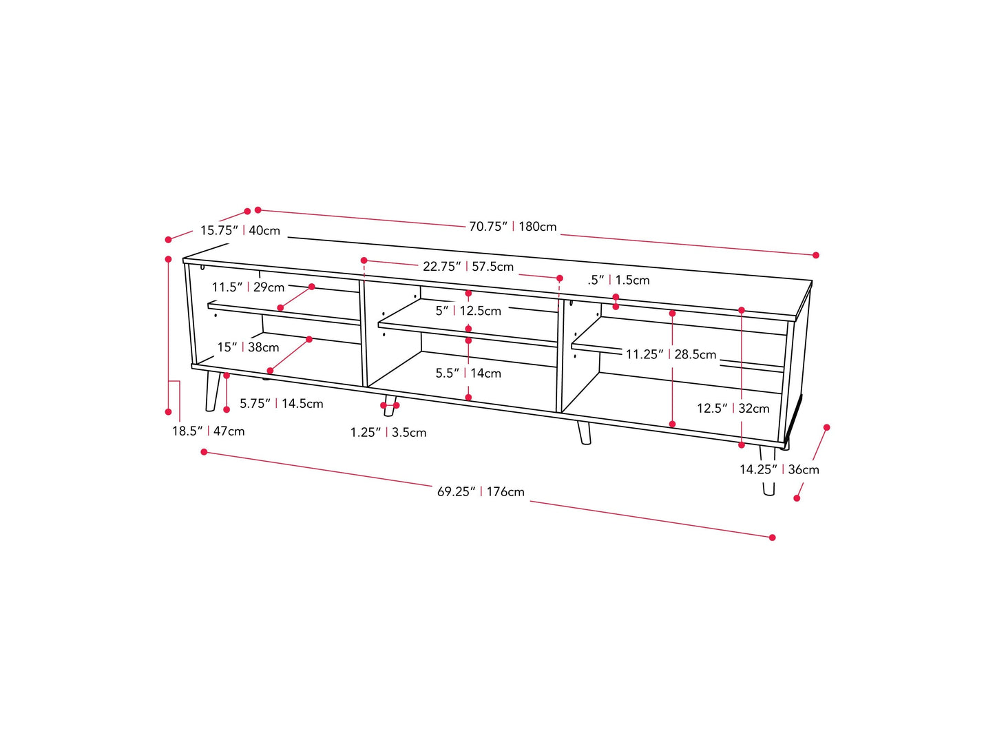 Light wood and grey TV stand with open shelves, suitable for TVs up to 85 inches. Modern design with ample storage space for media devices and accessories. Durable materials and sleek finish.