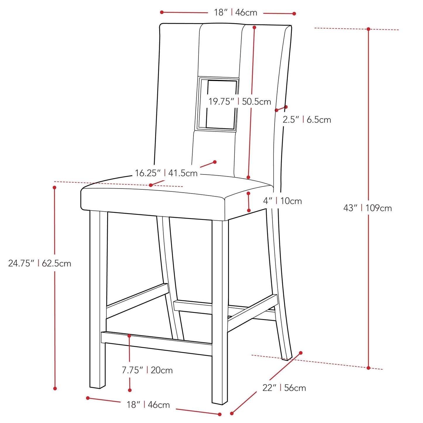 Set of 2 counter height dining chairs with light grey upholstered seats, dark wood legs, and a sleek, modern design ideal for contemporary dining rooms or kitchen islands.