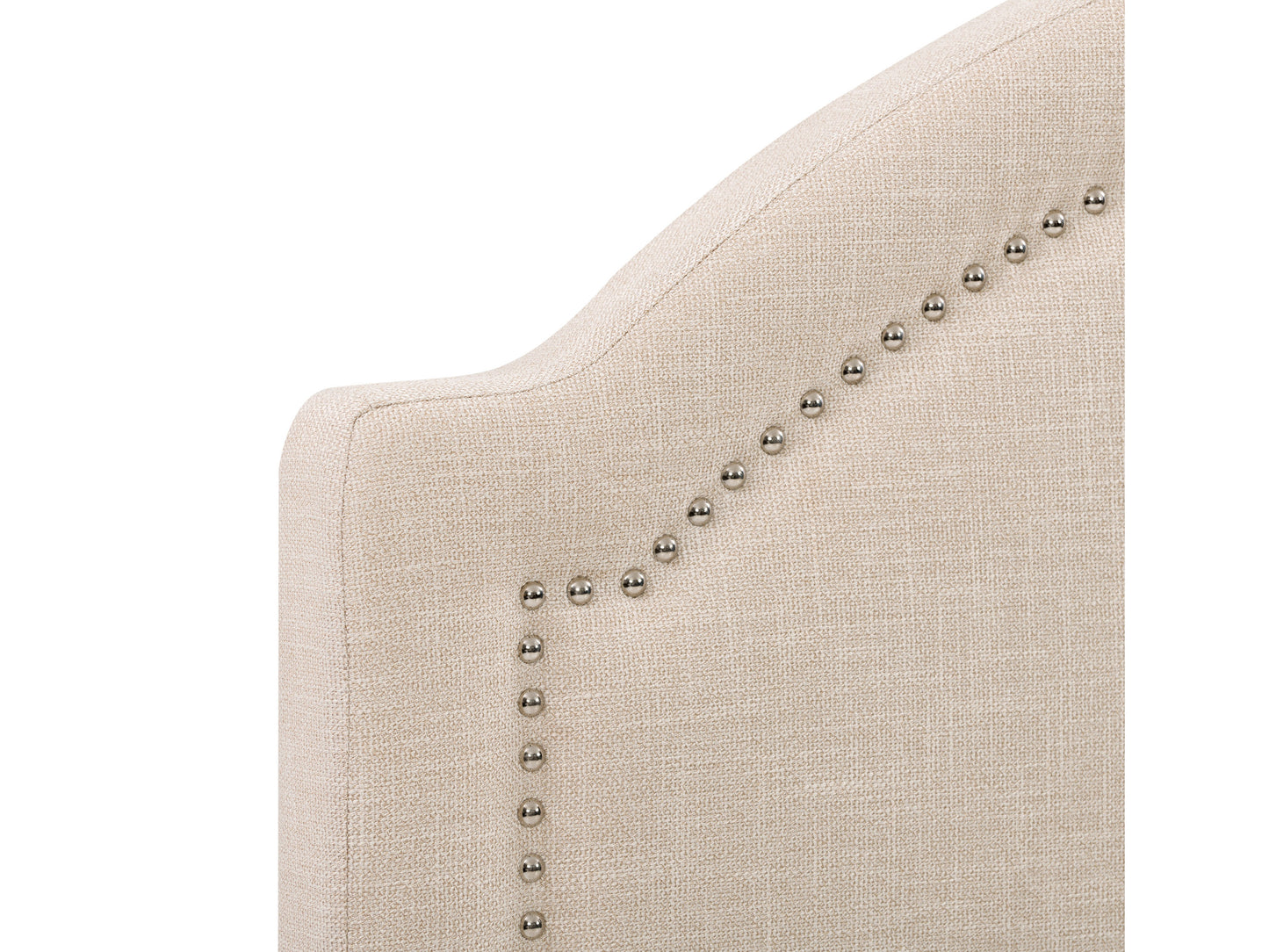 Gray upholstered double/full bed with tufted headboard, wooden legs, and a contemporary design, perfect for modern bedrooms.