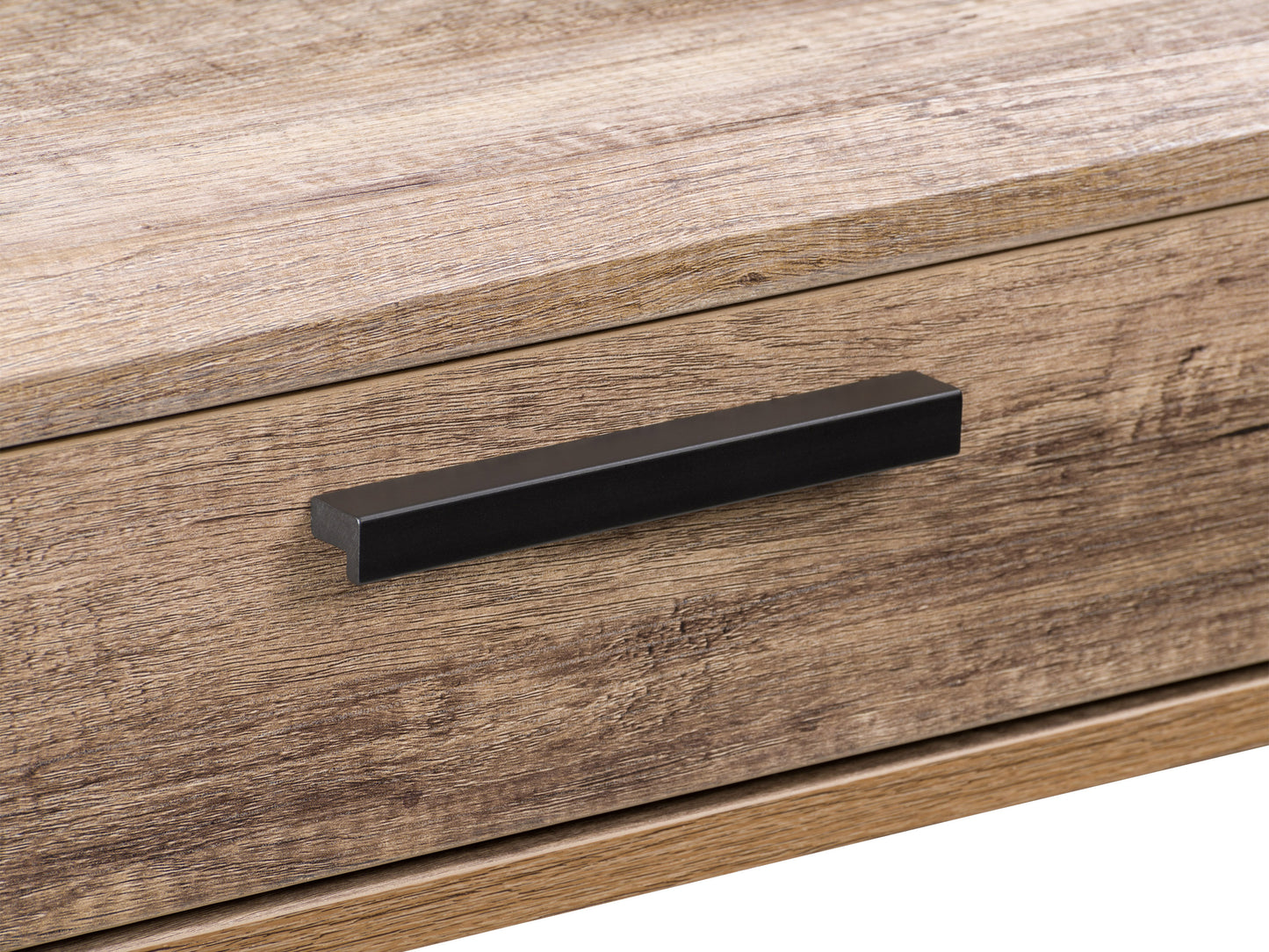 Modern wood computer desk with sleek design, featuring a natural wood finish, sturdy metal legs, integrated storage shelves, and cable management system. Ideal for home office or workspace.