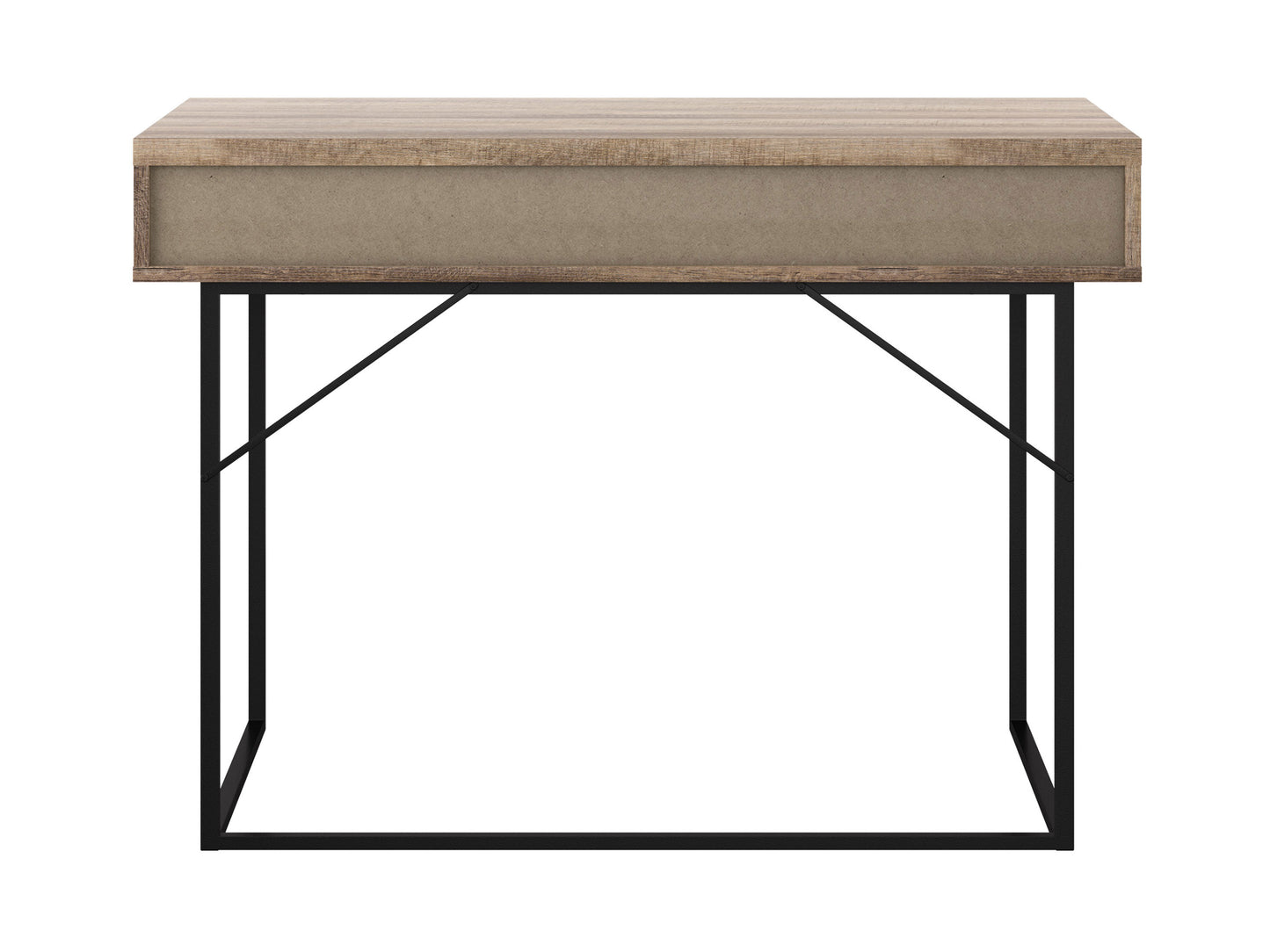 Light wood computer desk with sleek metal legs, spacious surface, and minimalist design. Ideal for home office or study, offering ample workspace and modern aesthetic.