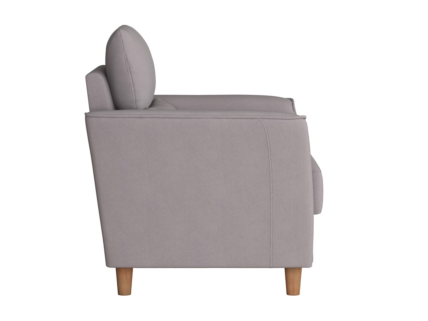 Modern armchair with sleek wooden frame, dark gray upholstered cushions, mid-century design, and angled legs. Ideal for contemporary living rooms or offices.