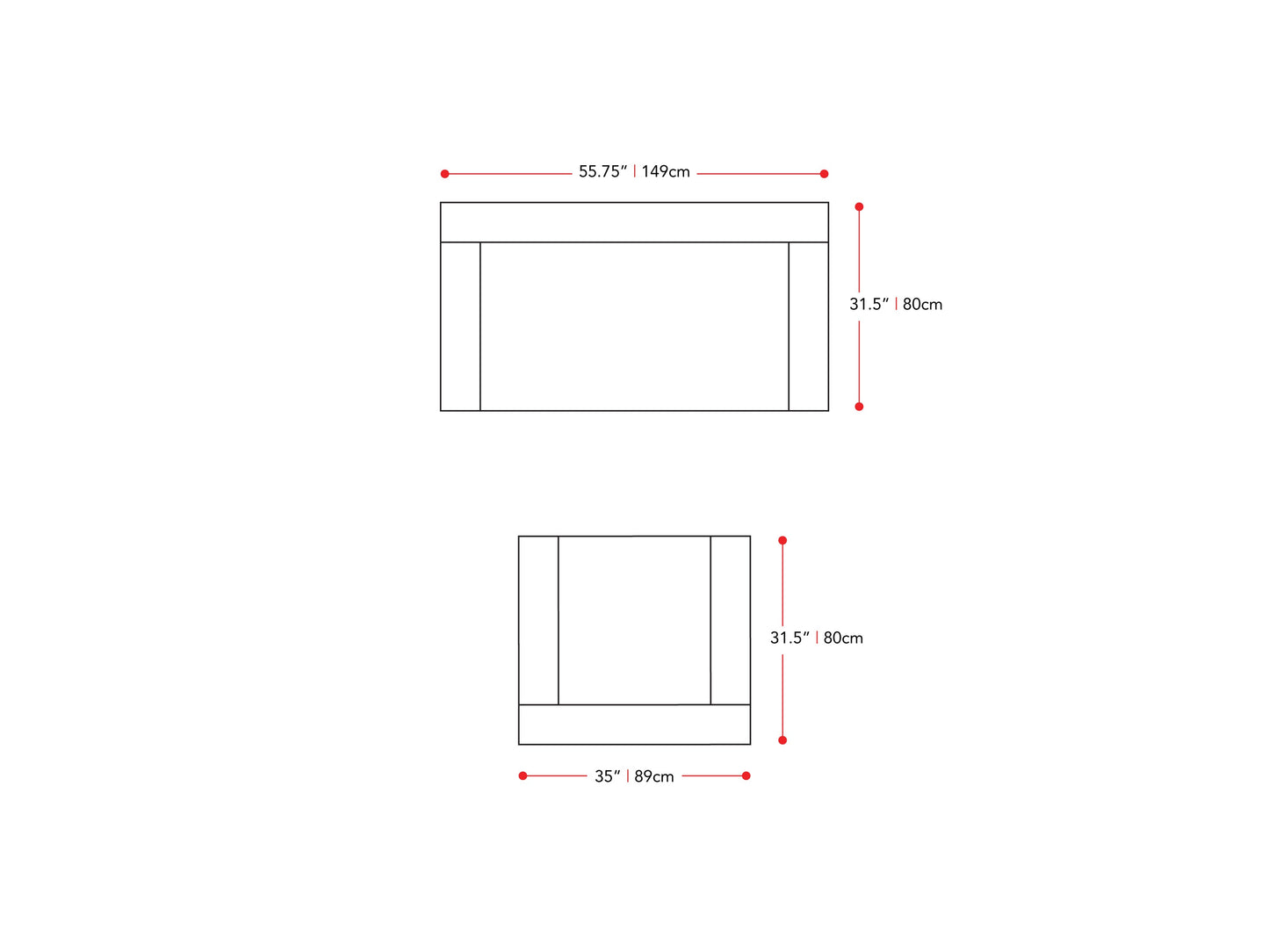 light grey 2 Seater Loveseat and Chair Set, 2 piece Caroline Collection measurements diagram by CorLiving#color_light-grey