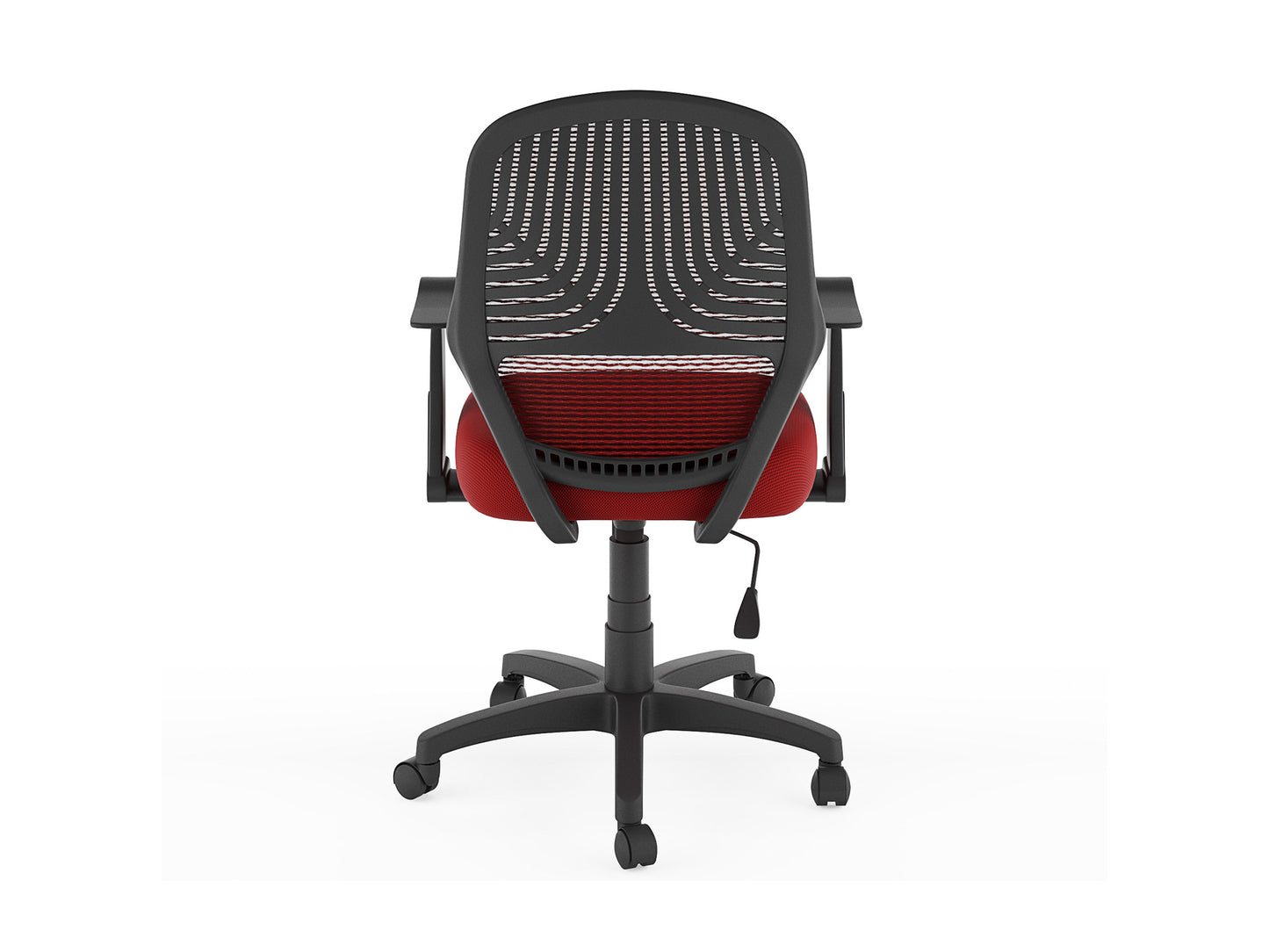 Ergonomic black mesh office chair with adjustable armrests, lumbar support, and a swivel base. Ideal for home or office use, providing comfort and breathability during long hours of work.
