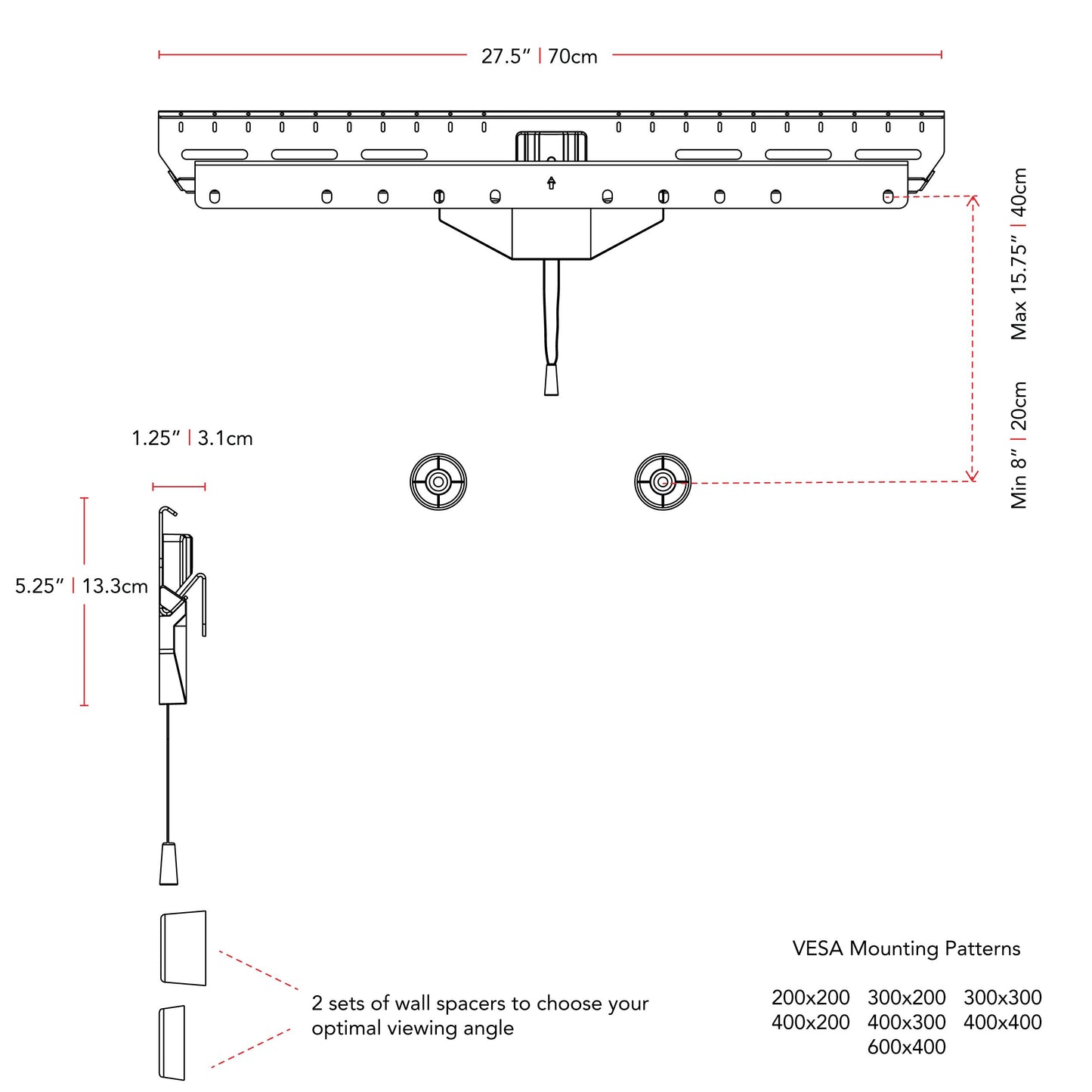 Black adjustable drywall TV wall mount for 37-80 inch TVs with tilting and swiveling features, sturdy steel construction, and cable management system for clean installation.