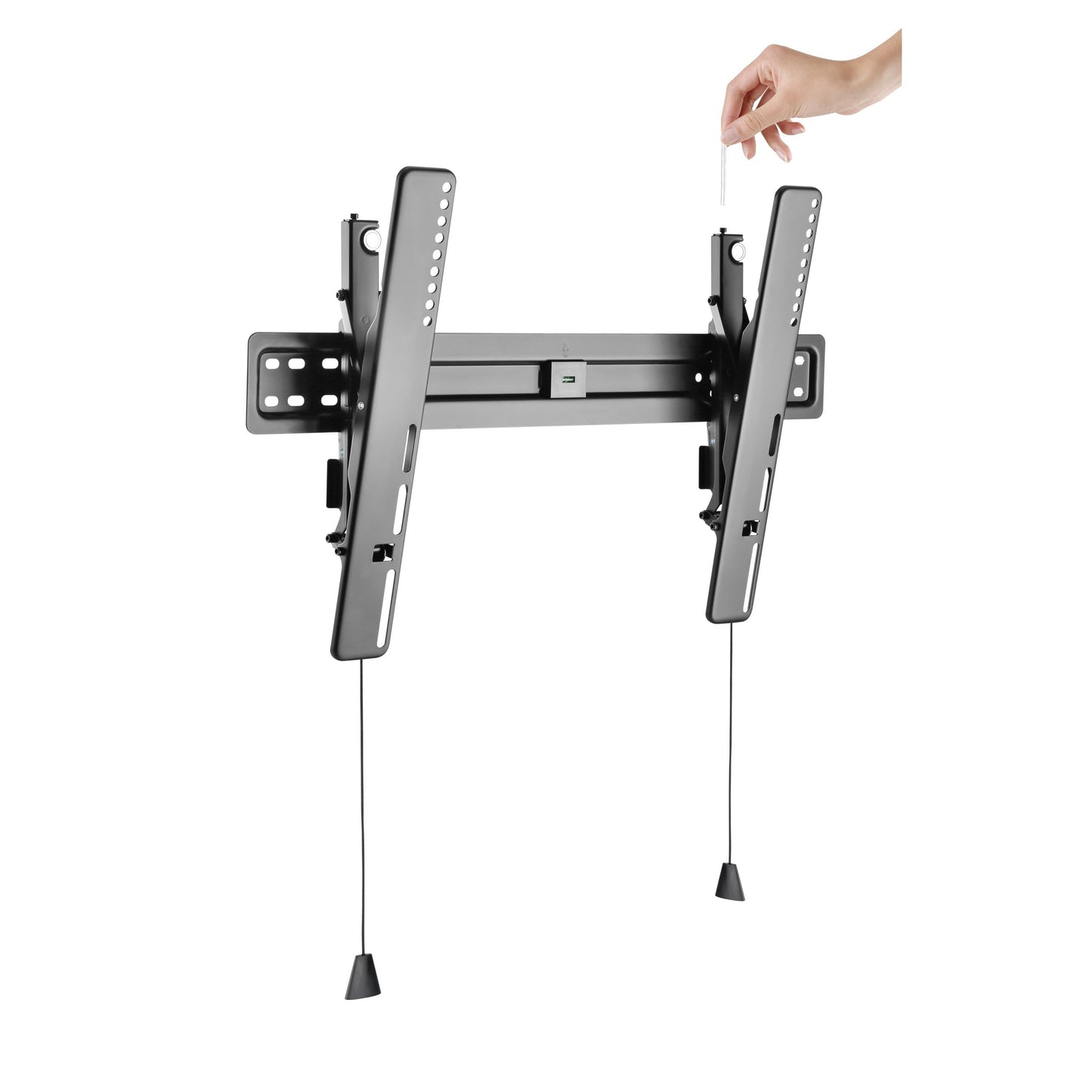 Tilting TV wall mount for 37" - 70" TVs, heavy-duty steel construction, black finish, adjustable tilt angles, secure mounting brackets, and easy installation hardware.