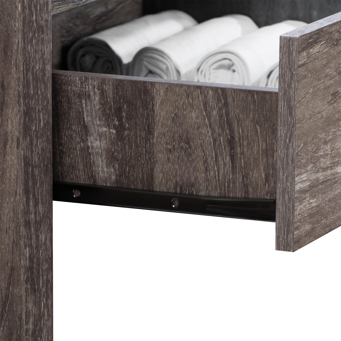 Dark wood 8-drawer dresser with sleek metal handles, featuring a modern minimalist design. The dresser has a smooth finish and ample storage space, perfect for contemporary bedroom decor.