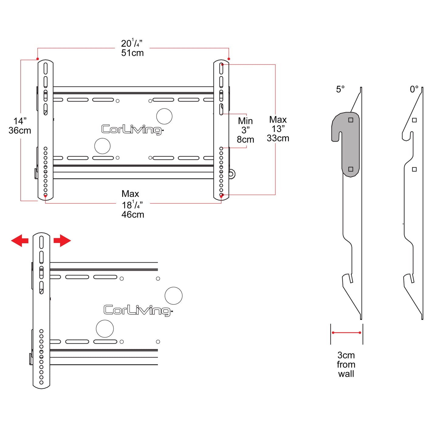 Black adjustable 65 inch TV wall mount with tilt and swivel features, designed for 27 to 65 inch flat-screen TVs, sturdy steel construction, easy installation, and cable management system.