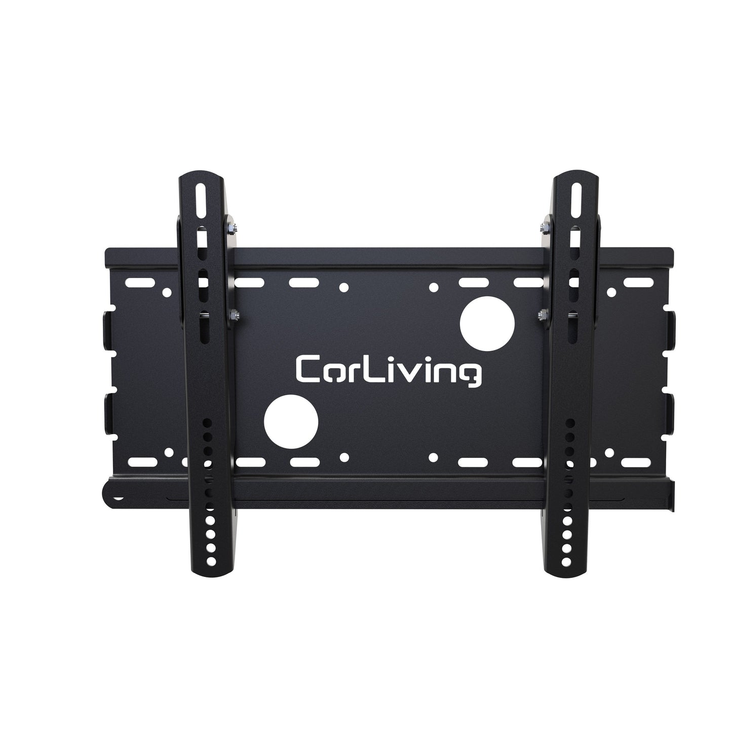 Black adjustable 65 inch TV wall mount with tilt and swivel features, designed for 27 to 65 inch flat-screen TVs, sturdy steel construction, easy installation, and cable management system.