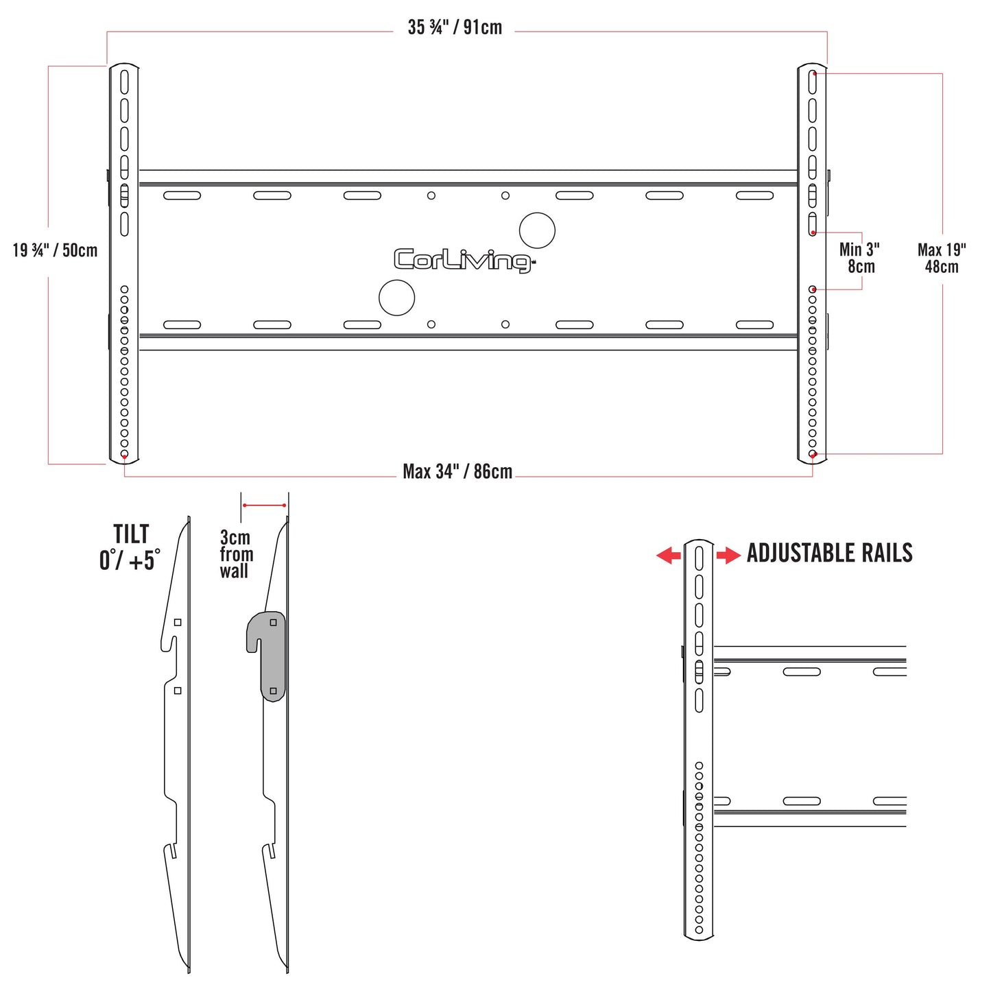Fixed TV Wall Mount for 40" - 100" TVs
