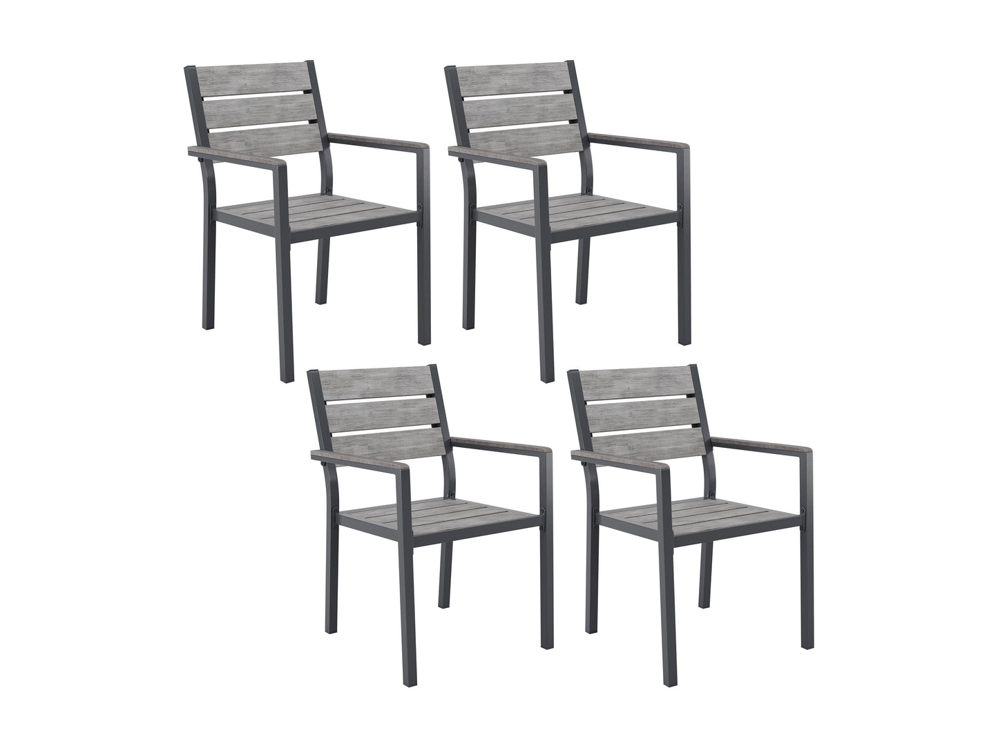 Modern outdoor dining set with a rectangular, glass-top table and four cushioned chairs in beige and brown wicker. Durable, weather-resistant materials perfect for patio or garden dining. Elegant and comfortable design.
