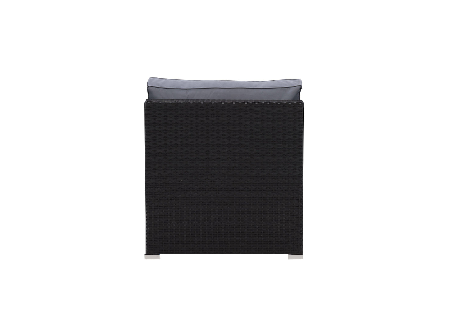 Brown wicker patio chair with beige cushions, featuring a sturdy aluminum frame, woven texture, and armrests. Ideal for outdoor use on patios, gardens, or balconies. Durable, stylish, and comfortable seating solution.