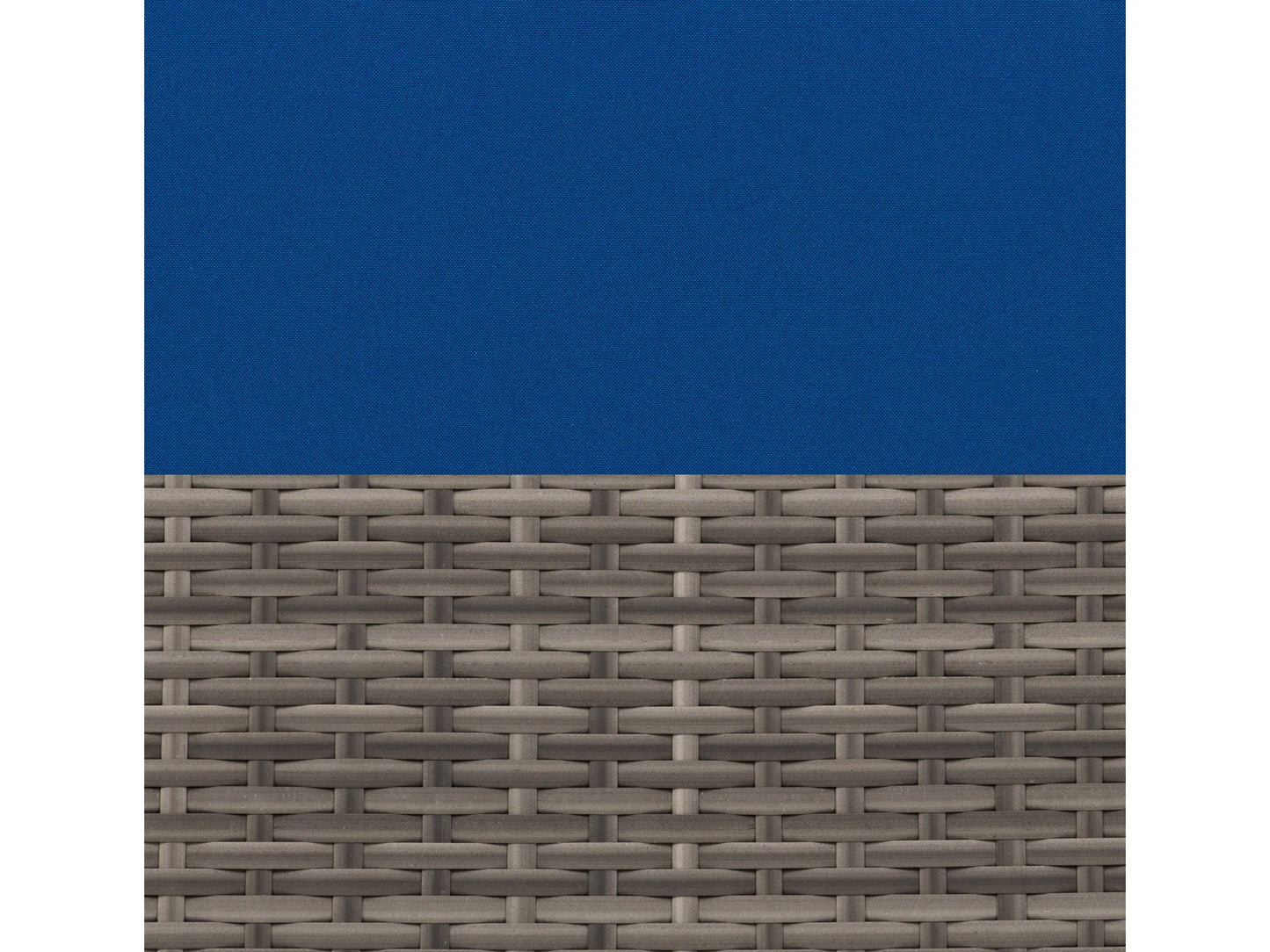 Curved outdoor patio sectional set in beige wicker with grey cushions, featuring a 3-piece design, including two curved sofas and a round coffee table, ideal for garden or backyard lounging.