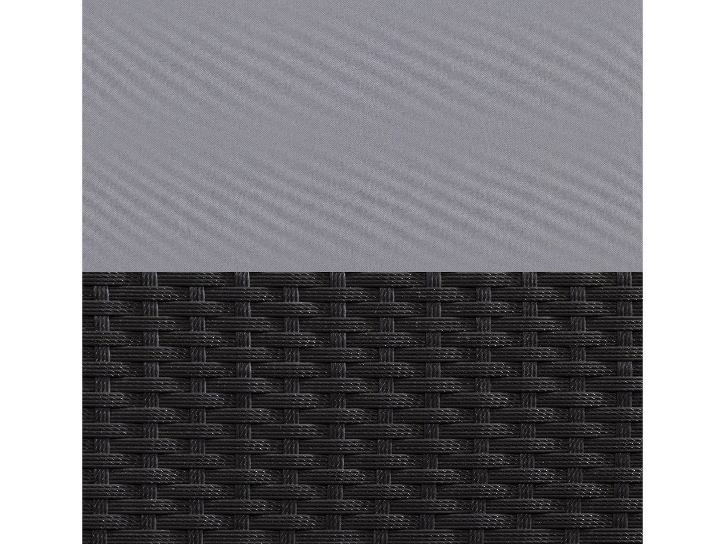 4-piece patio conversation set with gray wicker frame, beige cushions, and glass-top coffee table. Features include durable rattan material, weather-resistant design, and comfortable seating for outdoor relaxation.