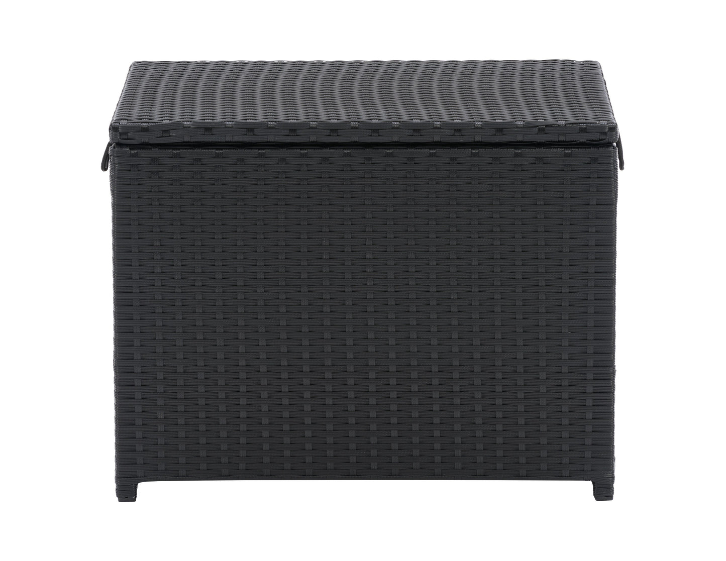Outdoor cooler table with a sleek black finish, featuring a spacious storage compartment and a smooth, durable surface. Ideal for patio use, this multifunctional piece doubles as both a table and a cooler.