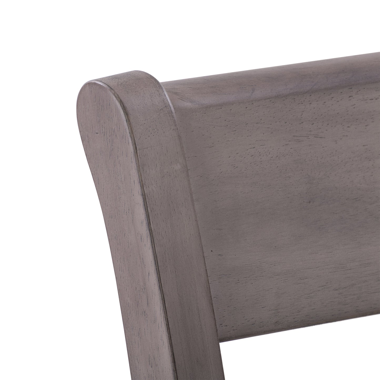 Gray counter height dining chair set with cushioned seats, tufted backs, and wooden legs. Upholstered in soft fabric, these chairs feature a contemporary design with a sturdy build, perfect for modern dining spaces.