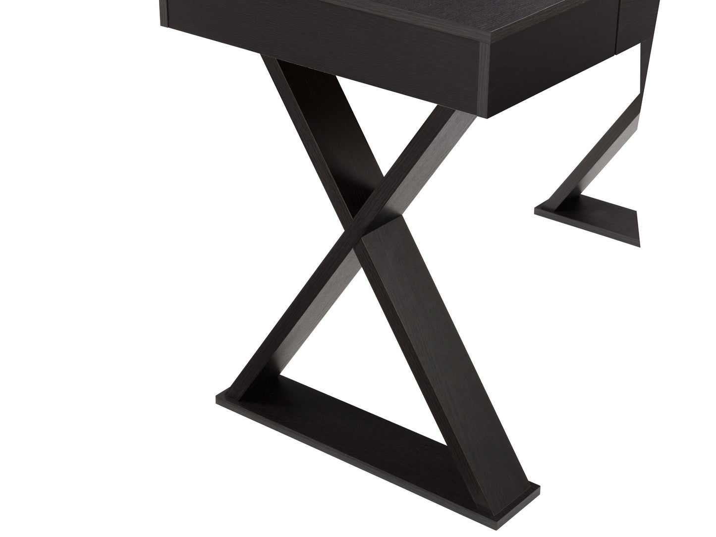 Rustic farmhouse desk with a natural wood finish, featuring a spacious tabletop, black metal legs, and a built-in storage shelf. Ideal for home office or study.