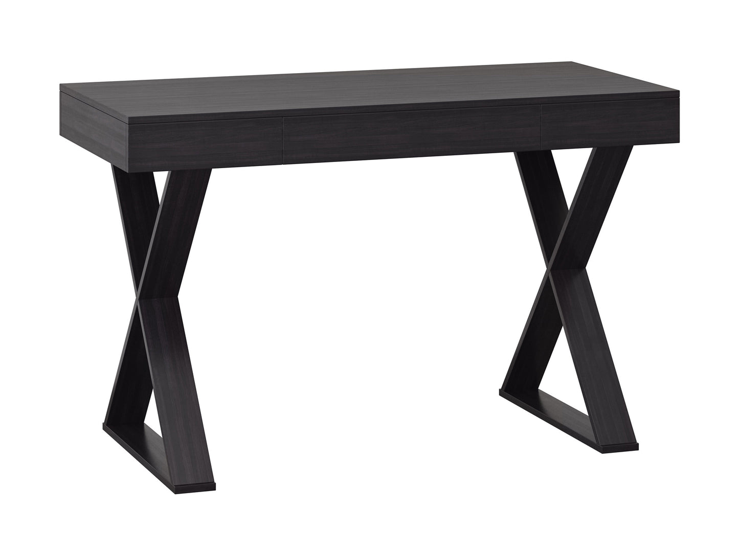 Rustic farmhouse desk with a natural wood finish, sturdy black metal legs, and a spacious rectangular tabletop. Ideal for home office or study, blending vintage charm with modern industrial design.