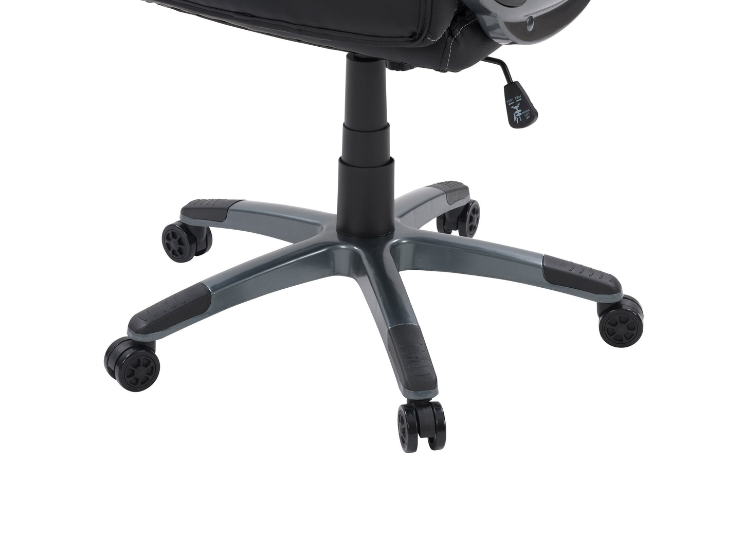 Cream office chair with padded seat, high backrest, and chrome base. Features adjustable height, 360-degree swivel, and smooth-rolling casters. Upholstered in soft, textured fabric for comfort and style.