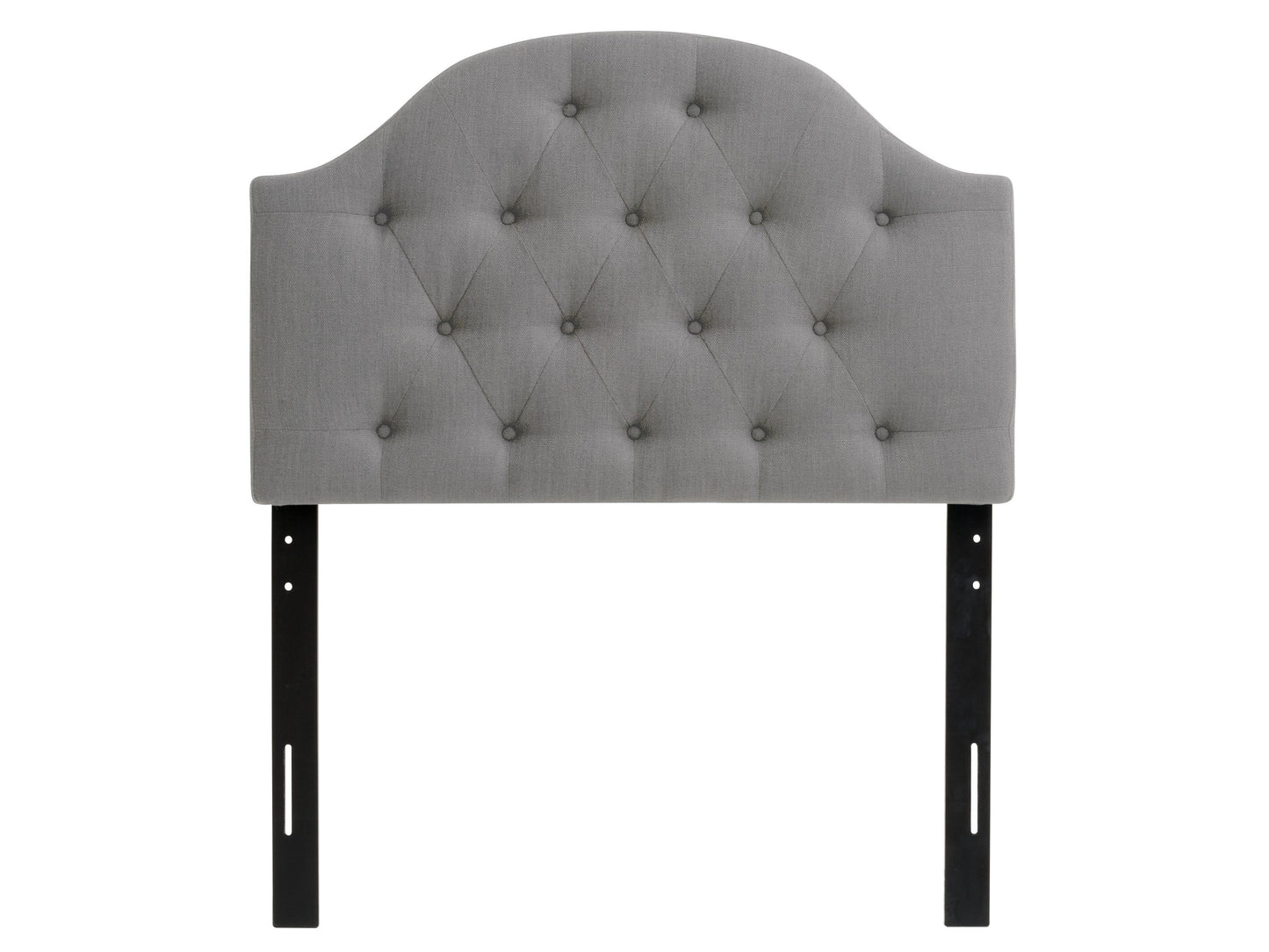 Light grey twin/single diamond tufted headboard with elegant button detailing and plush upholstery, perfect for adding a touch of sophistication to any bedroom decor.